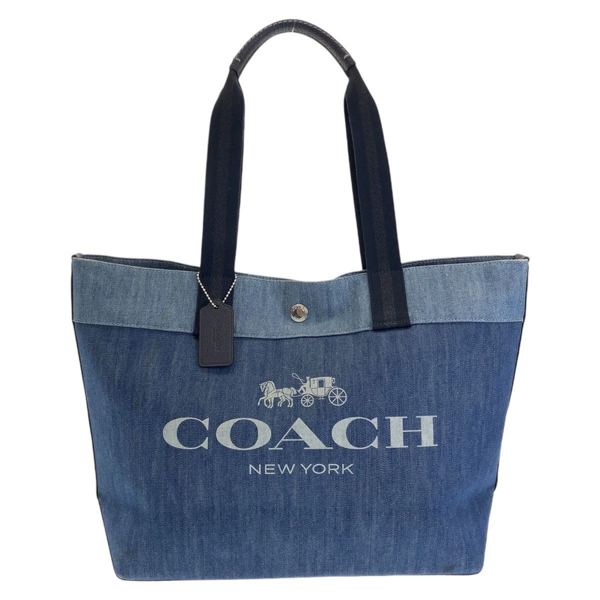 Coach Coach Coach Cotton Denim Horse and Carriage Tote Bag Denim Tote Bag 408579 in Very Good Condition Size ONE SIZE - 1 Thumbnail