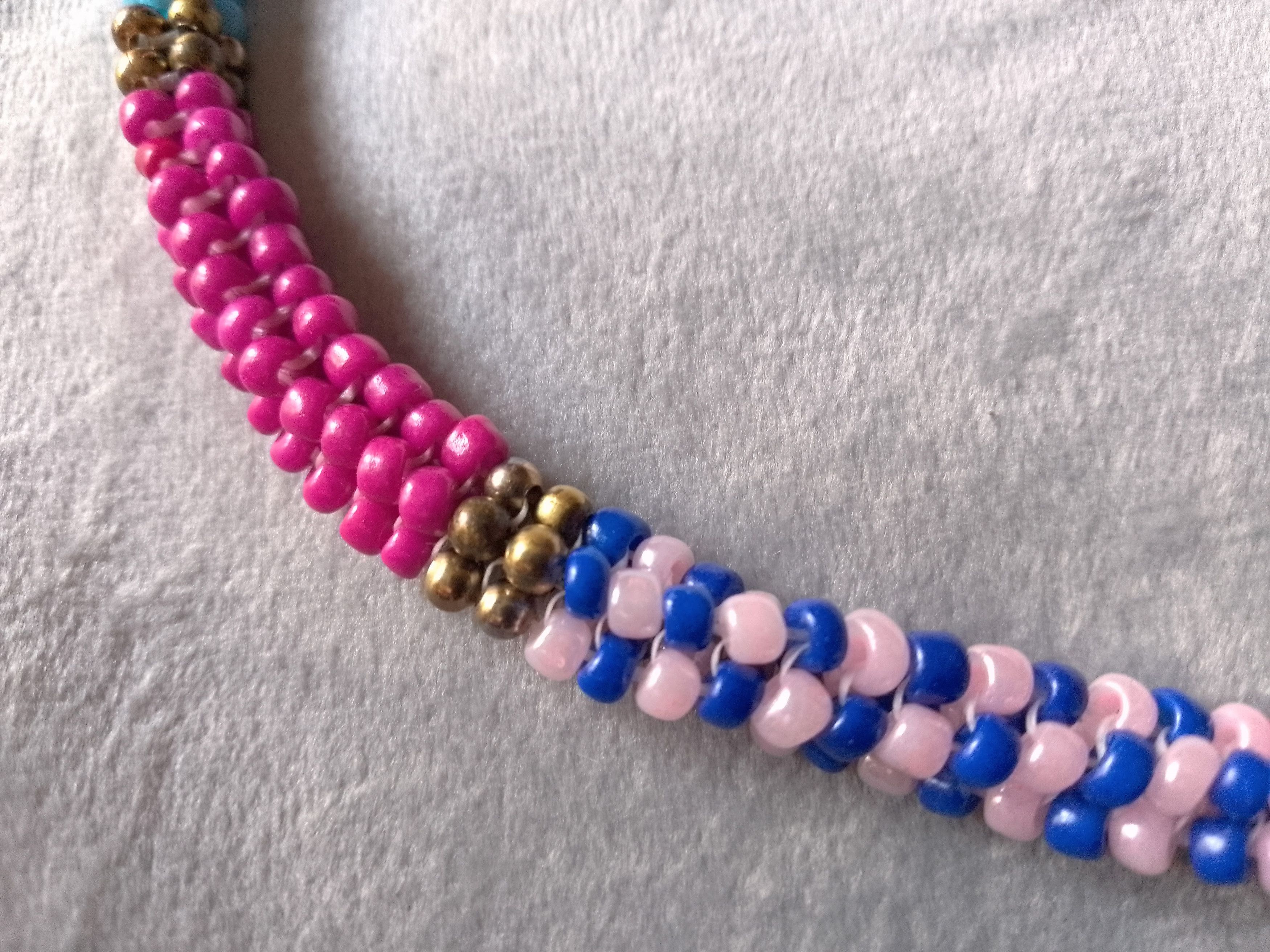 Handmade Necklace Pink Blue Ethnic Tribal Pendant African Woman Size ONE SIZE - 7 Thumbnail