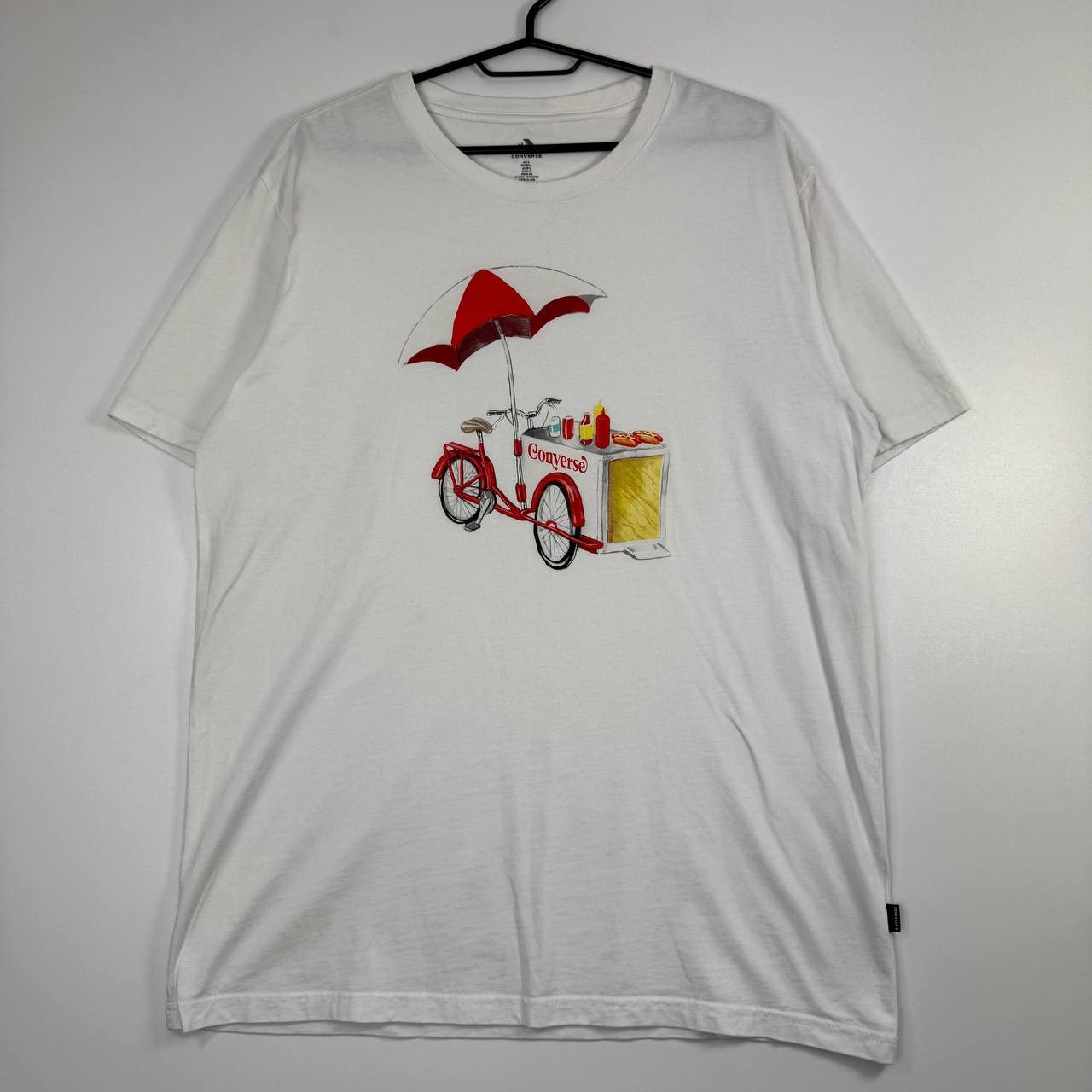 Converse Converse Graphic T-Shirt White Bike Hot Dog Cart Print Sz L Size US L / EU 52-54 / 3 - 1 Thumbnail