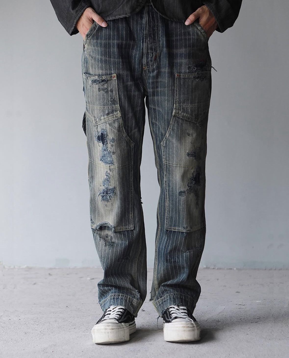 Japanese Brand Wabash Buckleback Double Knee Dungaree Striped Union Kountry Size US 36 / EU 52 - 3 Thumbnail