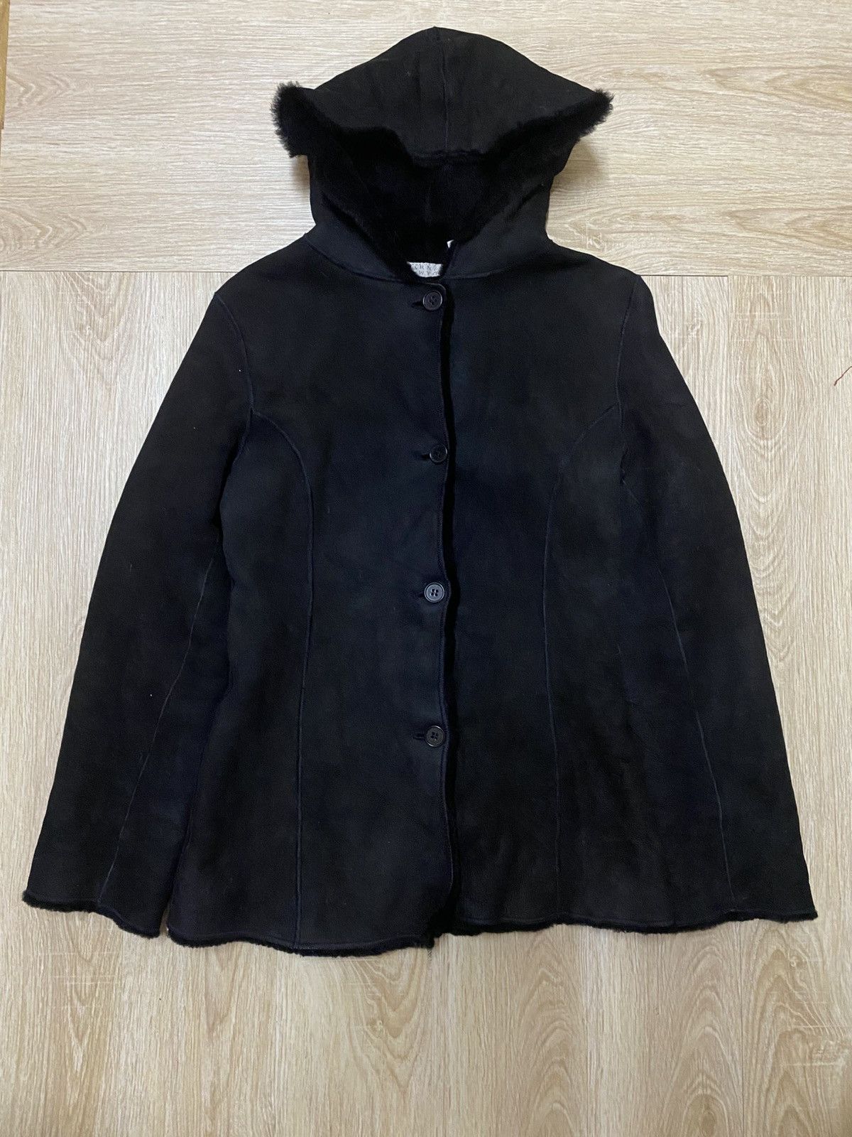 Barneys New York sheepskins black faux-suede jacket