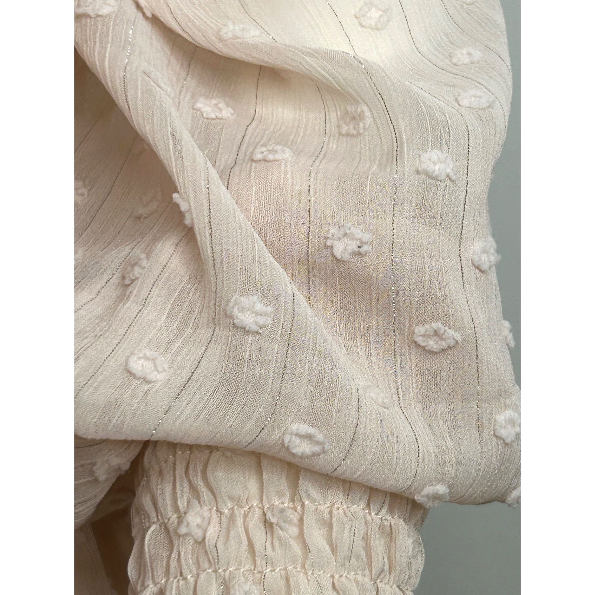 Other DO + BE Blouse Pink S Texture Balloon Sleeve Smocked Ruffle Size S / US 4 / IT 40 - 13 Thumbnail