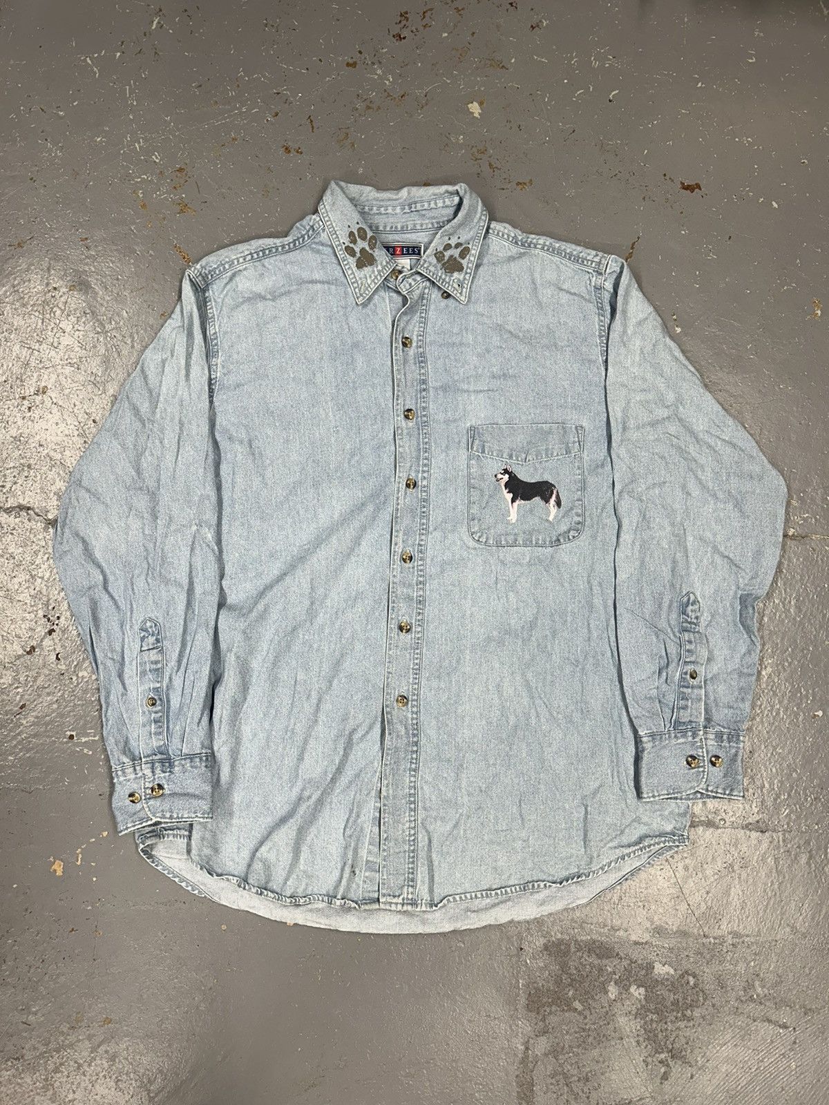 Vintage Crazy Vintage 90s Essential Husky Dog Button Up Shirt Size US L / EU 52-54 / 3 - 1 Thumbnail