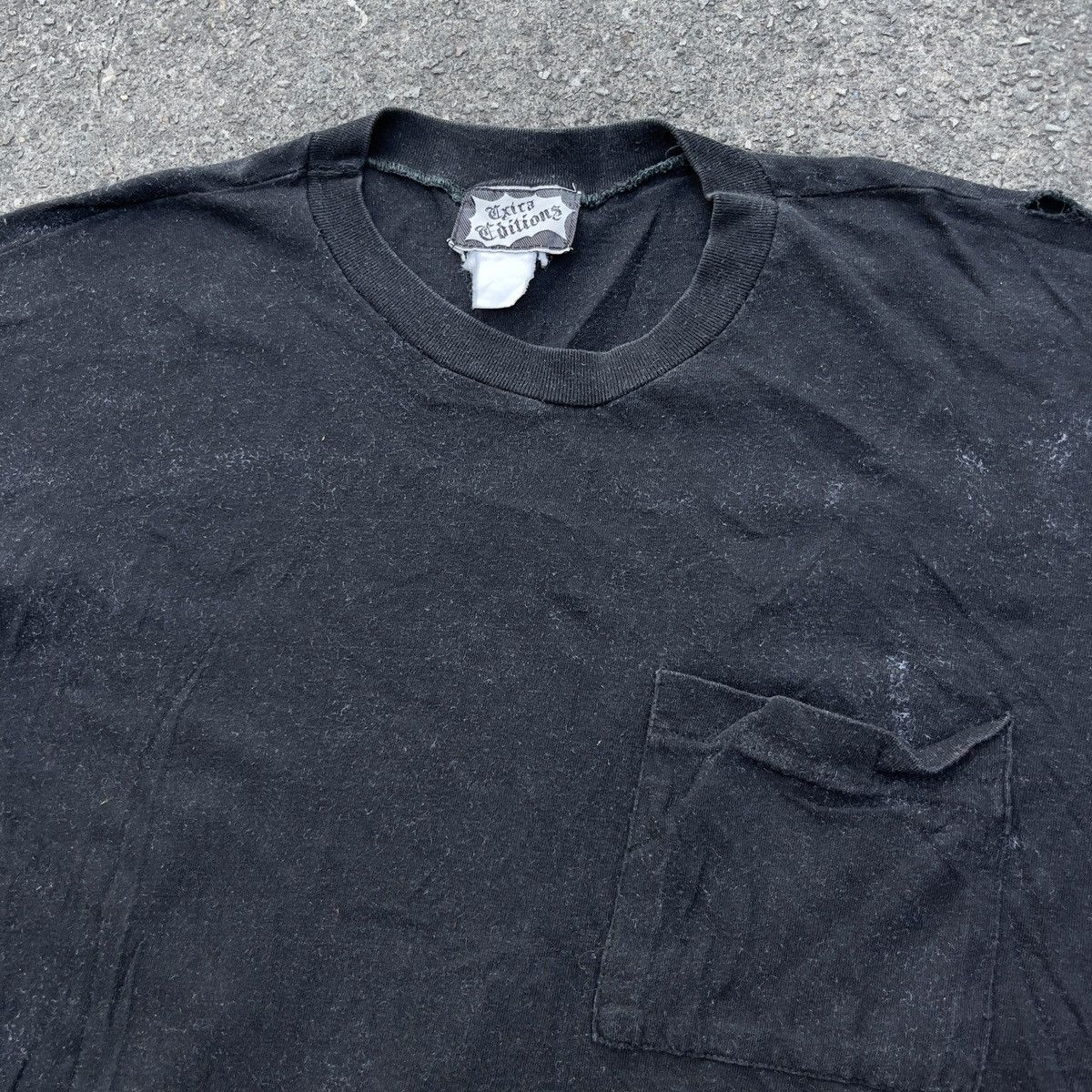 Vintage Vintage 90s EXTRA EDITIONS Blank Black Cropped Pocket Shirt Size US S / EU 44-46 / 1 - 2 Thumbnail