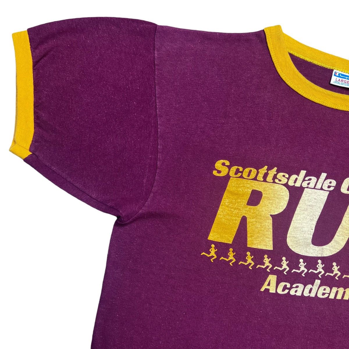 Champion × Vintage 1970s Scottsdale Christian Academy Run Blue Bar Champion Tee Size US L / EU 52-54 / 3 - 4 Thumbnail