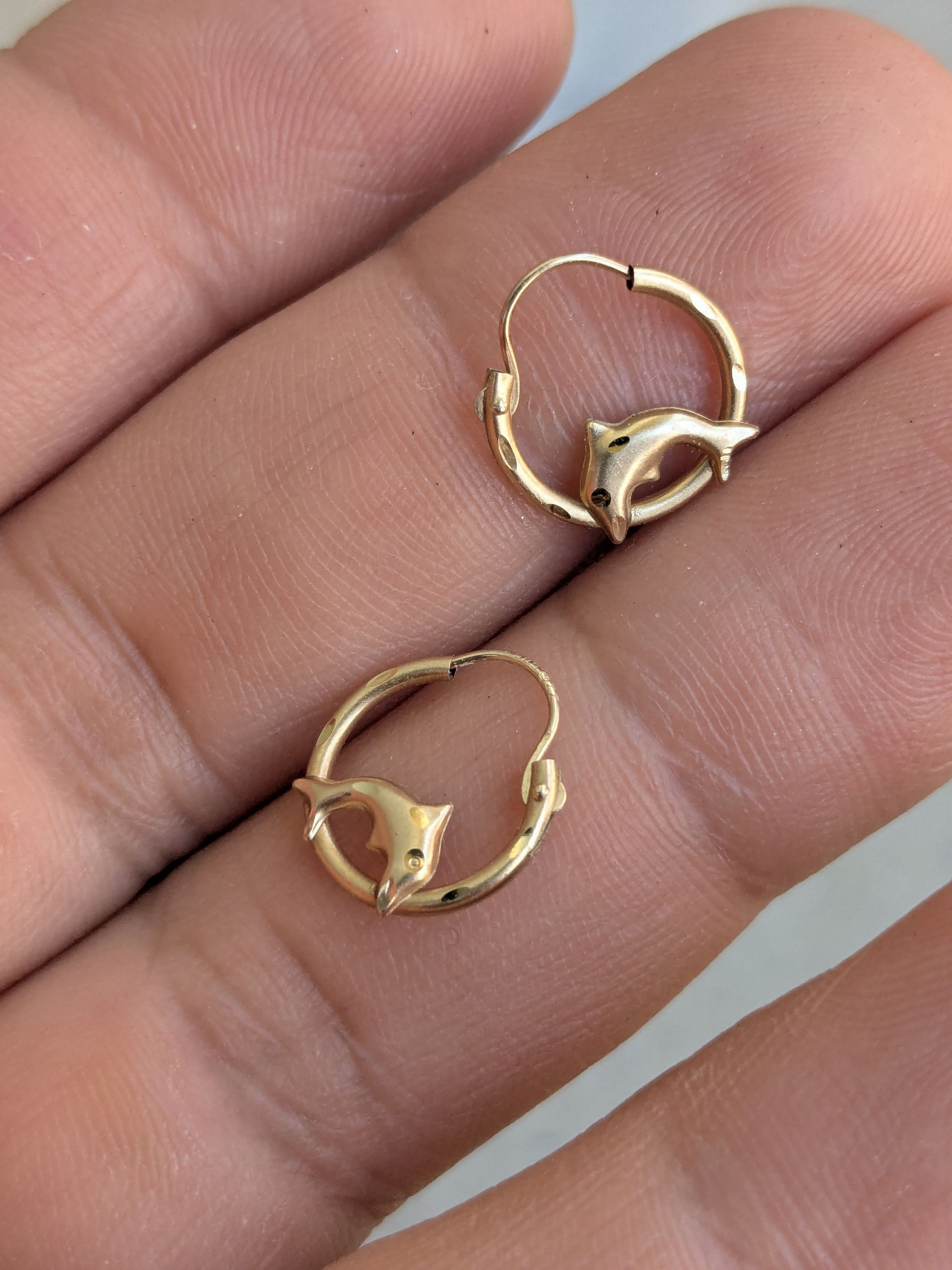 Jewelry × Vintage 14k Yellow Gold Dolphin Earrings Size ONE SIZE - 5 Thumbnail