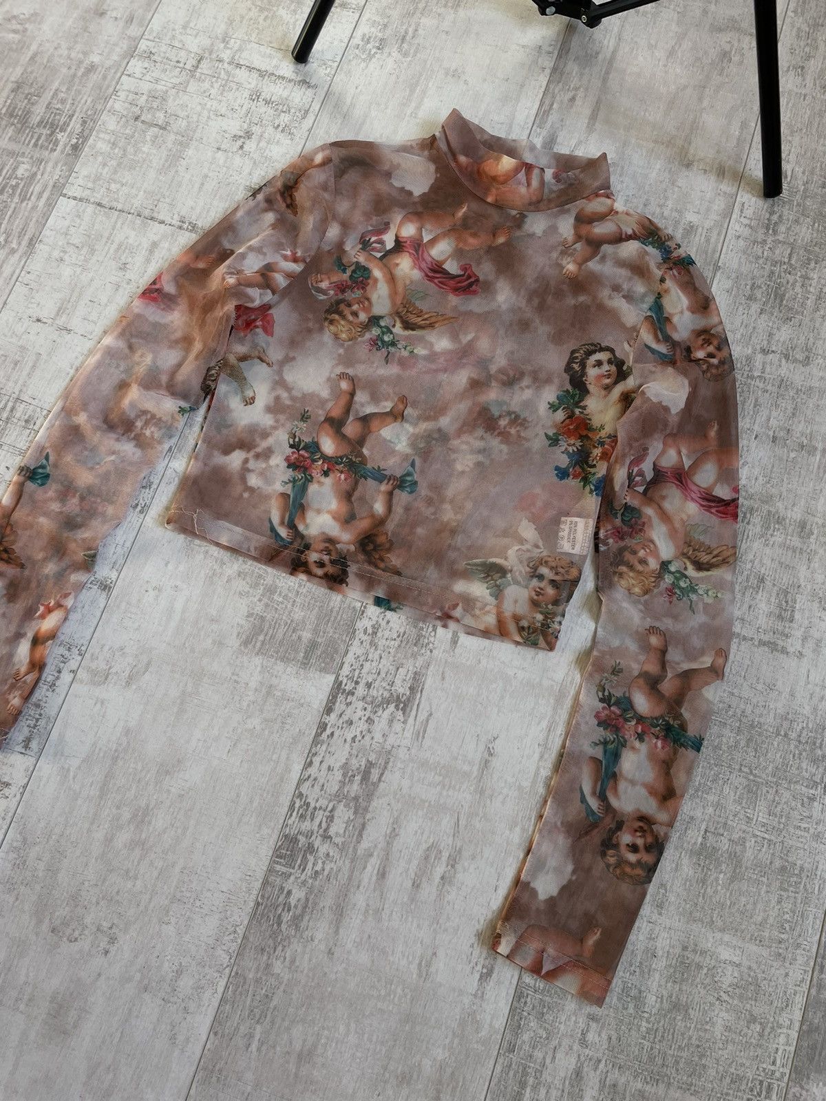 Japanese Brand Y2K Angels 00’s Mesh Avant Garde Crop Long Sleeve RARE Size M / US 6-8 / IT 42-44 - 2 Thumbnail