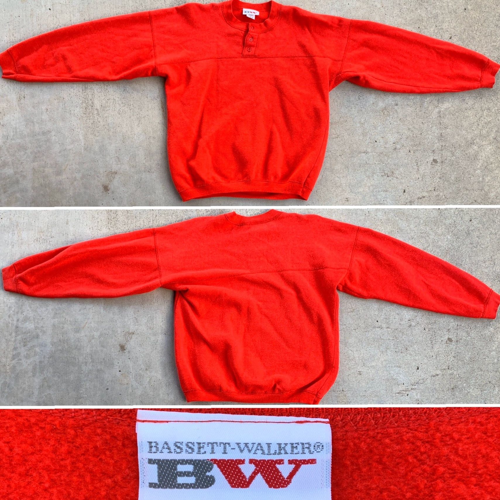 Vintage VINTAGE Bassett-Walkwr Henley Sweatshirt Men L USA Red 50% cotton 50% acrylic Non-specified condition Size US L / EU 52-54 / 3 - 4 Thumbnail