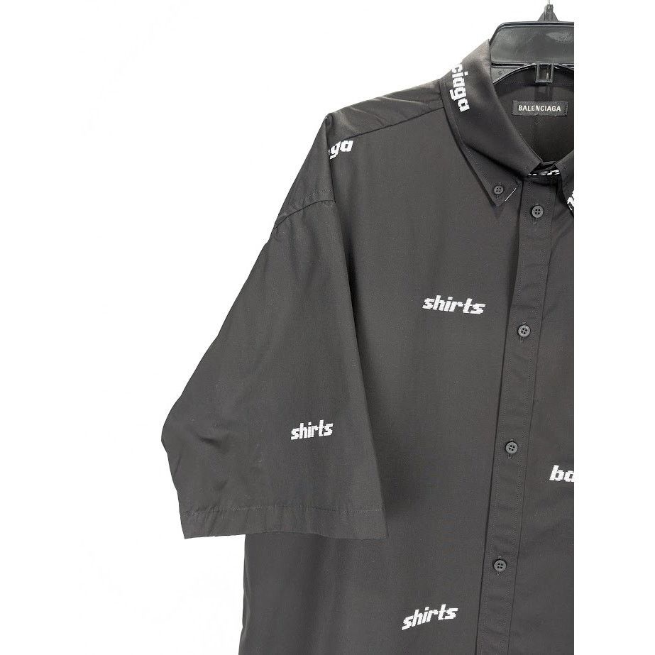Balenciaga o1rshd1 Shirt Allover Poplin in Black/White Size US M / EU 48-50 / 2 - 5 Thumbnail