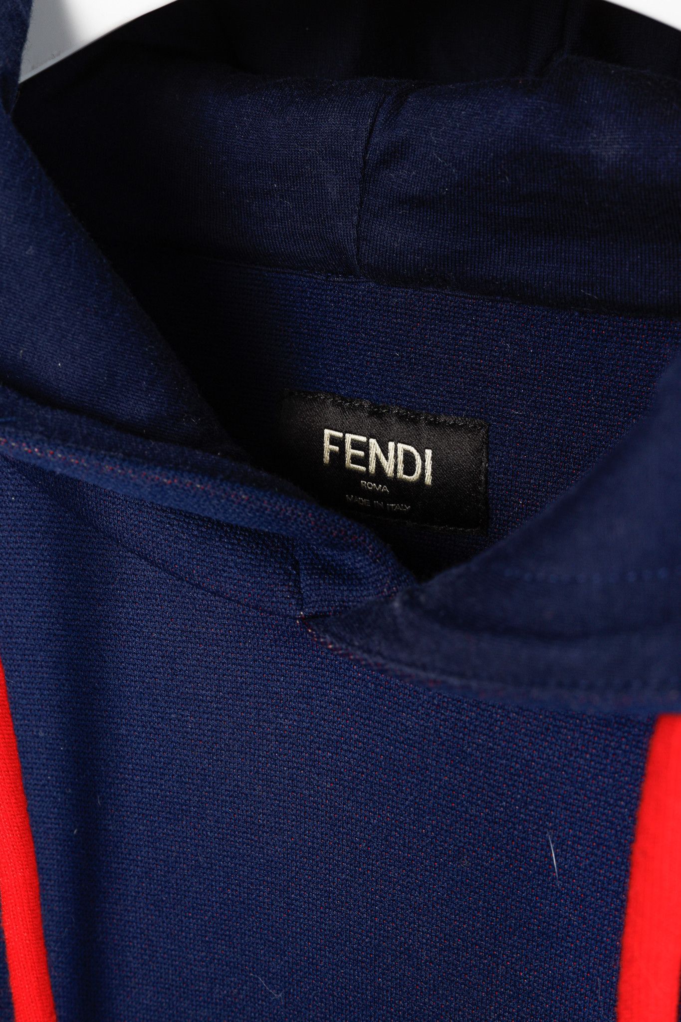 Fendi × Fila Fendi x Fila Navy Cotton-Blend Logo Stripe Pullover Hoodie Size US XL / EU 56 / 4 - 4 Thumbnail