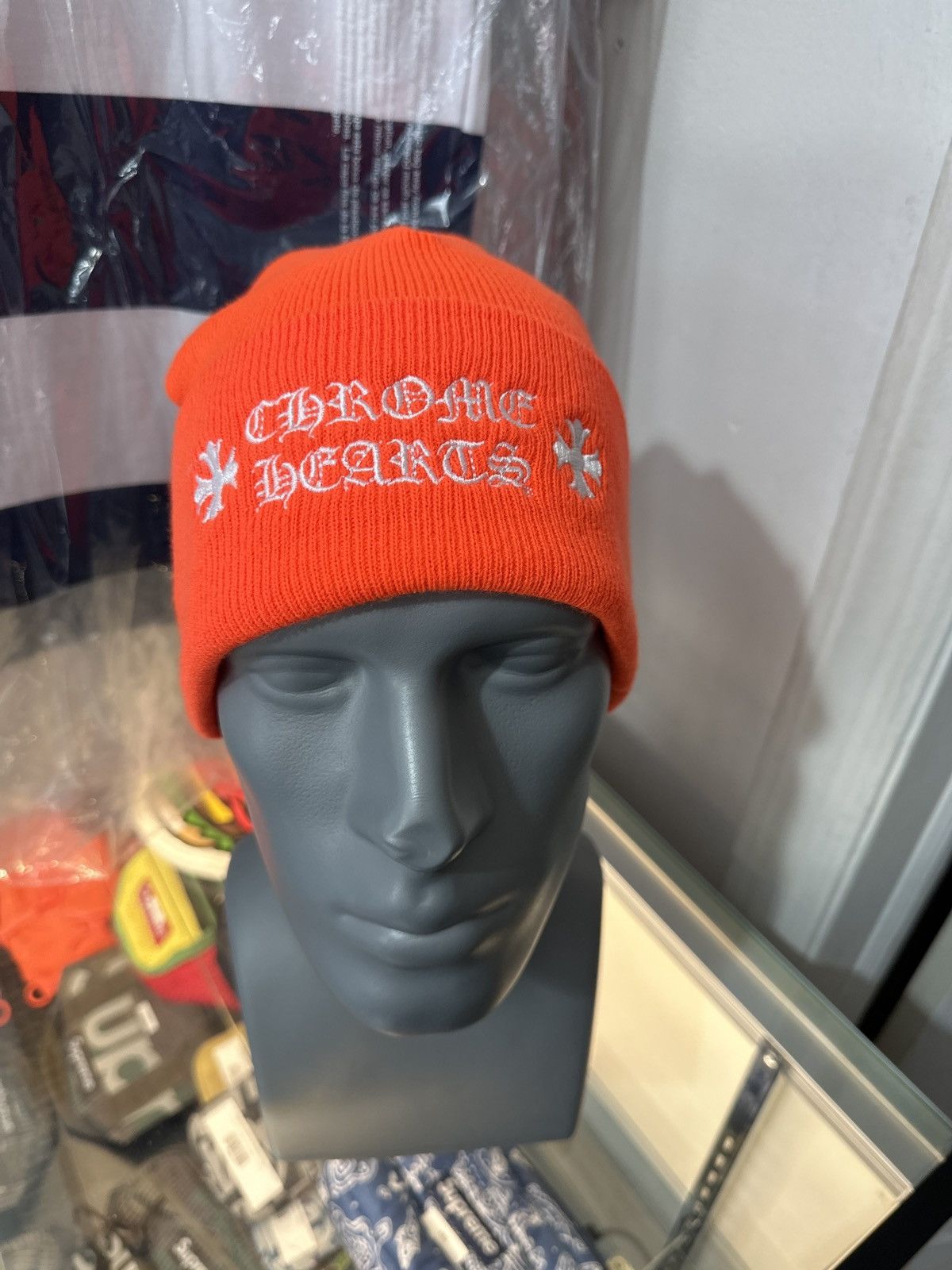 Chrome Hearts Logo Beanie Safety Orange (FW22) - Accessories