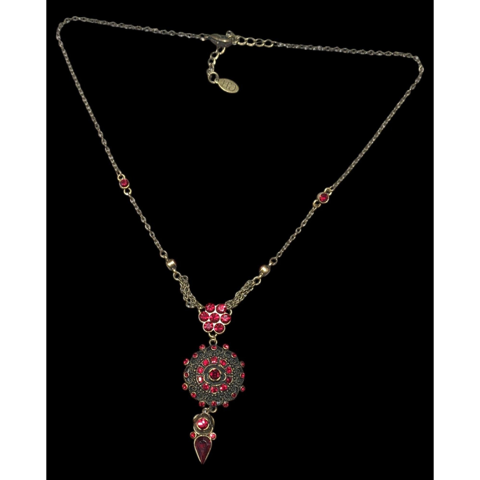 Other Vintage Crazy Horse Gothic Vampire Gemmed Necklace Size ONE SIZE - 1 Thumbnail