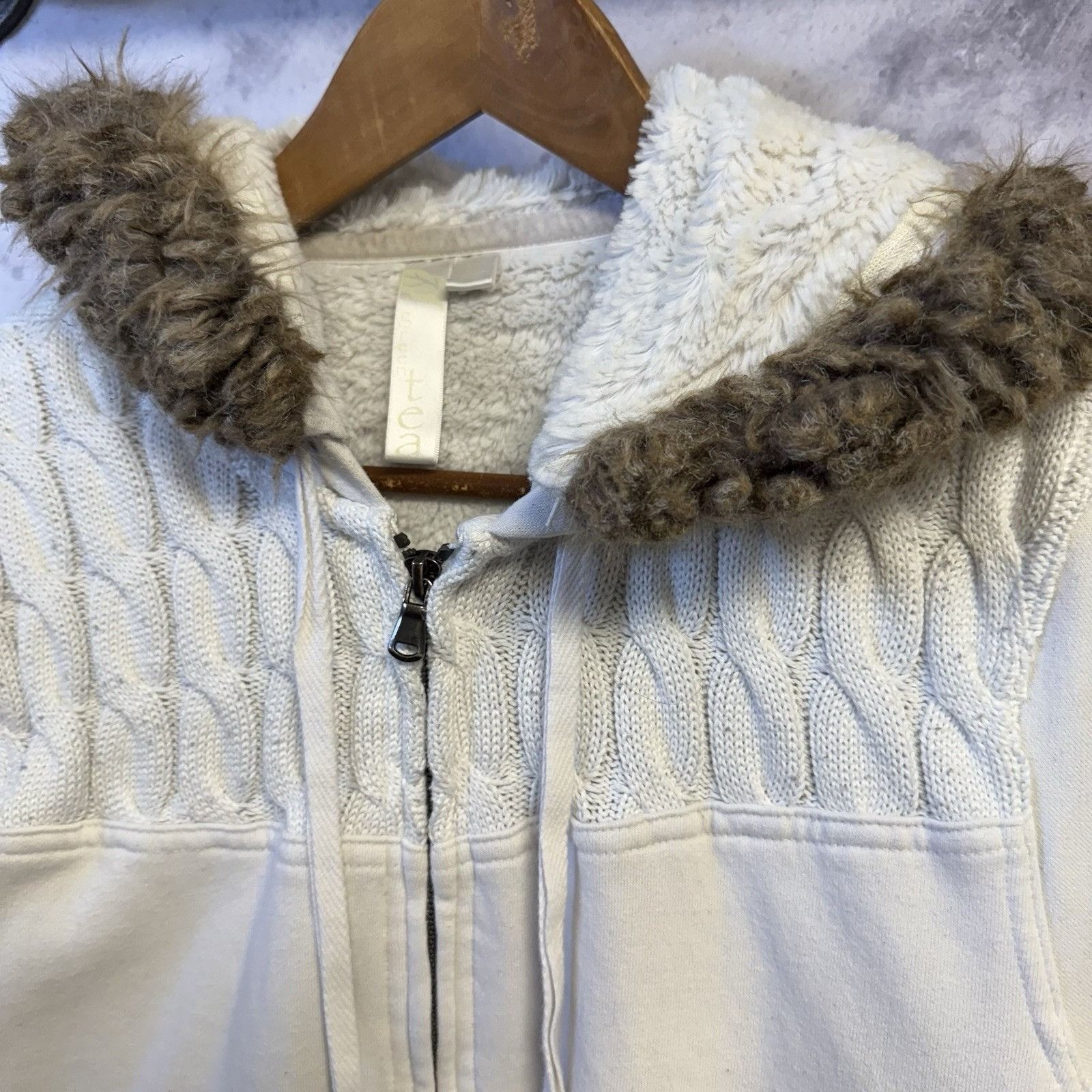 Vintage Green Tea Hoodie Sweatshirt Womens XL 24x24 White Full ZIp F Size XL / US 12-14 / IT 48-50 - 3 Thumbnail