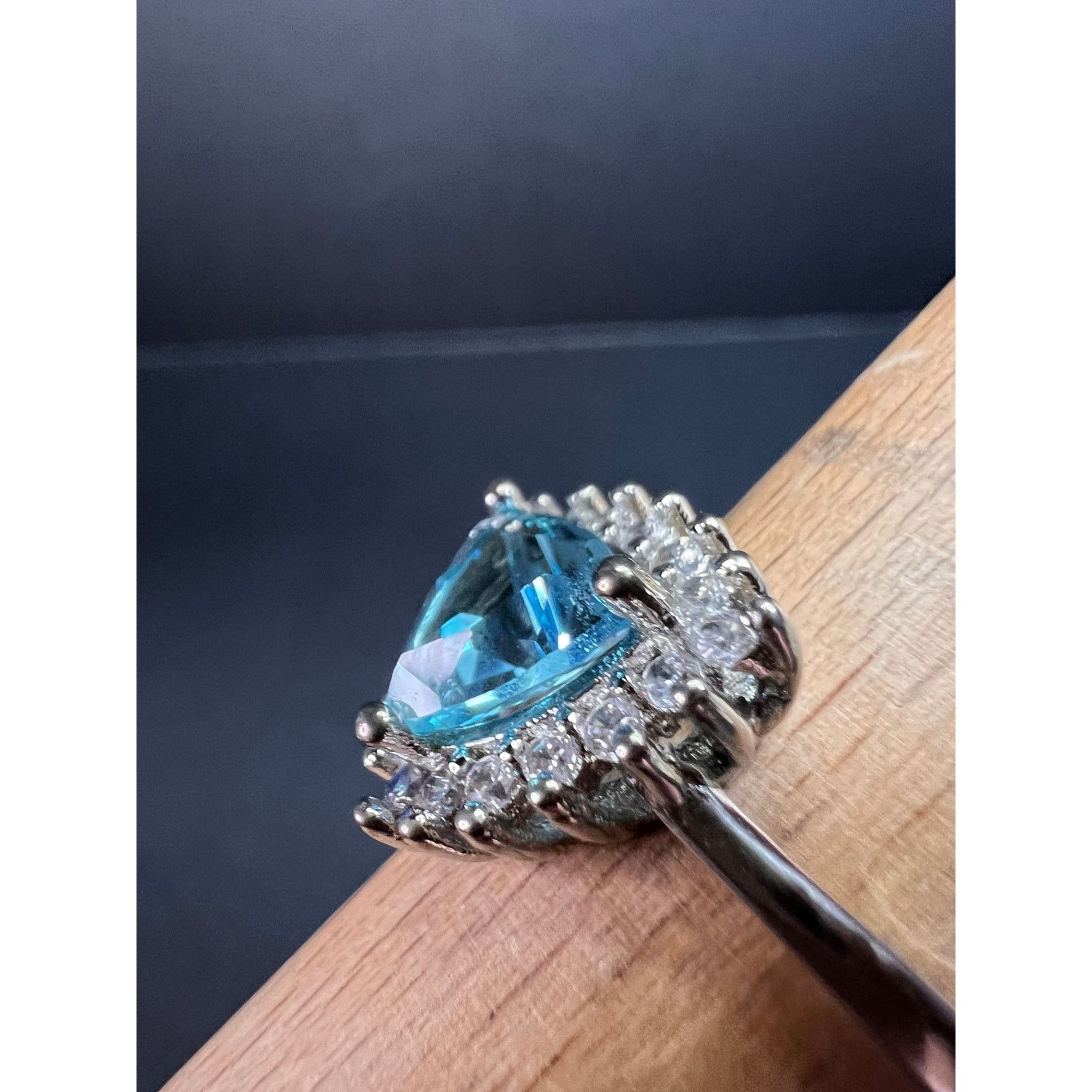 Other Sky blue trillium CZ halo sterling silver ring size 9 Size ONE SIZE - 12 Thumbnail