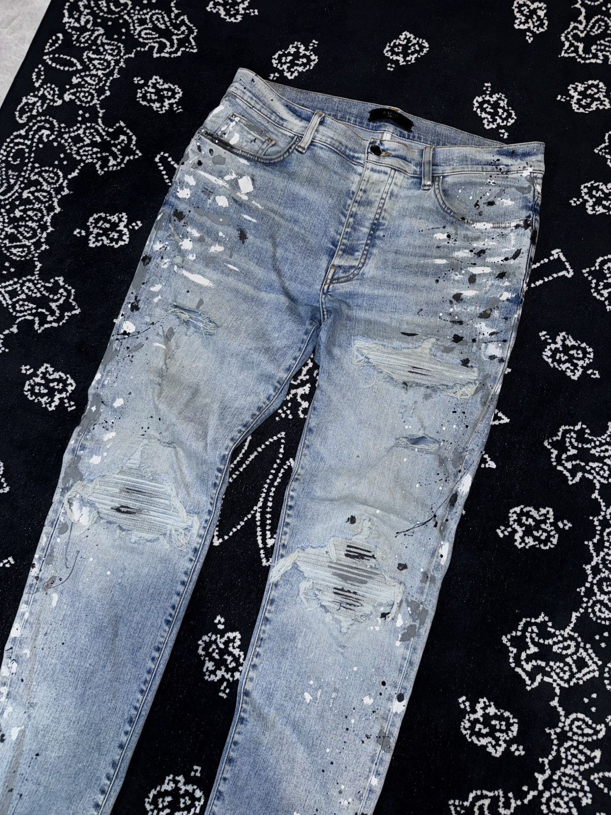 Amiri AMIRI MX1 PAINTED BLUE JEANS Size US 34 / EU 50 - 3 Thumbnail