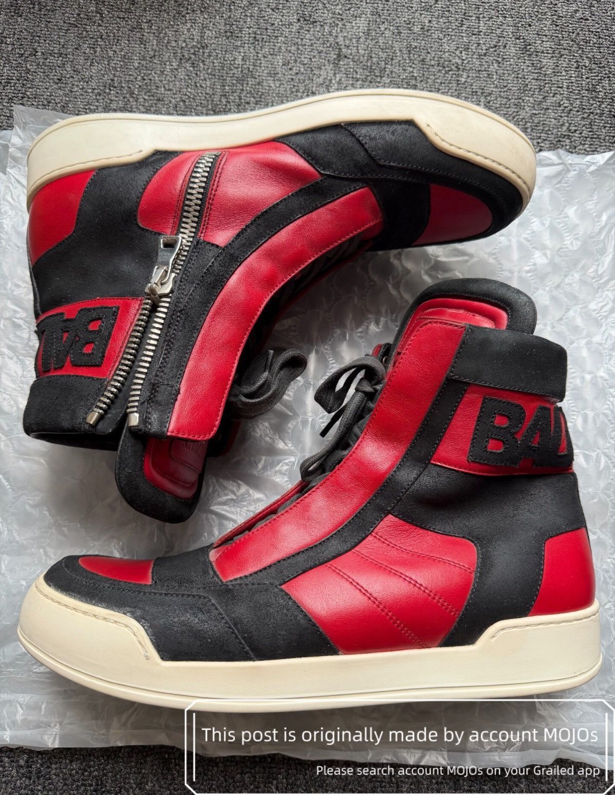 Balmain Sz 43 Balmain 13AW Bred Hi-Top mojos1024 | Grailed