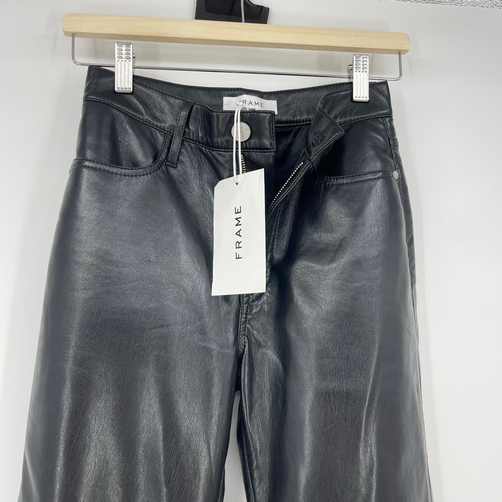 Frame FRAME | NWT Le Jane Crop Black Leather Jeans in Noir Size 24 Size 24" / US 00 / IT 34 - 6 Thumbnail
