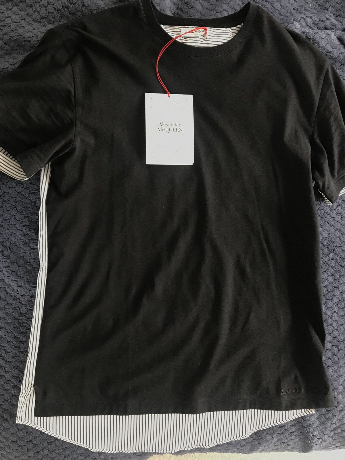Alexander McQueen Black & White Stripped Graffiti T- Shirt Size US XL / EU 56 / 4 - 12 Thumbnail
