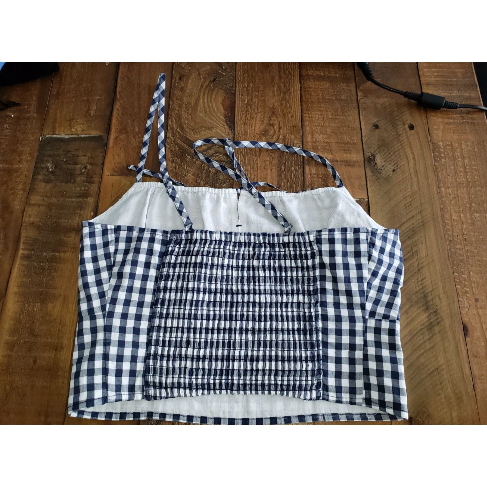 Abercrombie & Fitch Abercrombie & Fitch Women's Blue Gingham Cropped Spaghetti Strap Top XS Tank 70s Vintage? Size XS / US 0-2 / IT 36-38 - 2 Thumbnail