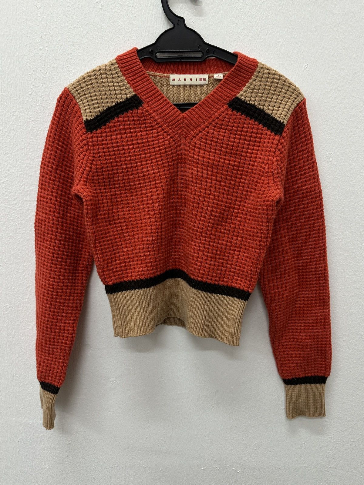 Marni × Uniqlo FW22 Marni x Uniqlo Orange Knitted V Neck Size US S / EU 44-46 / 1 - 8 Thumbnail