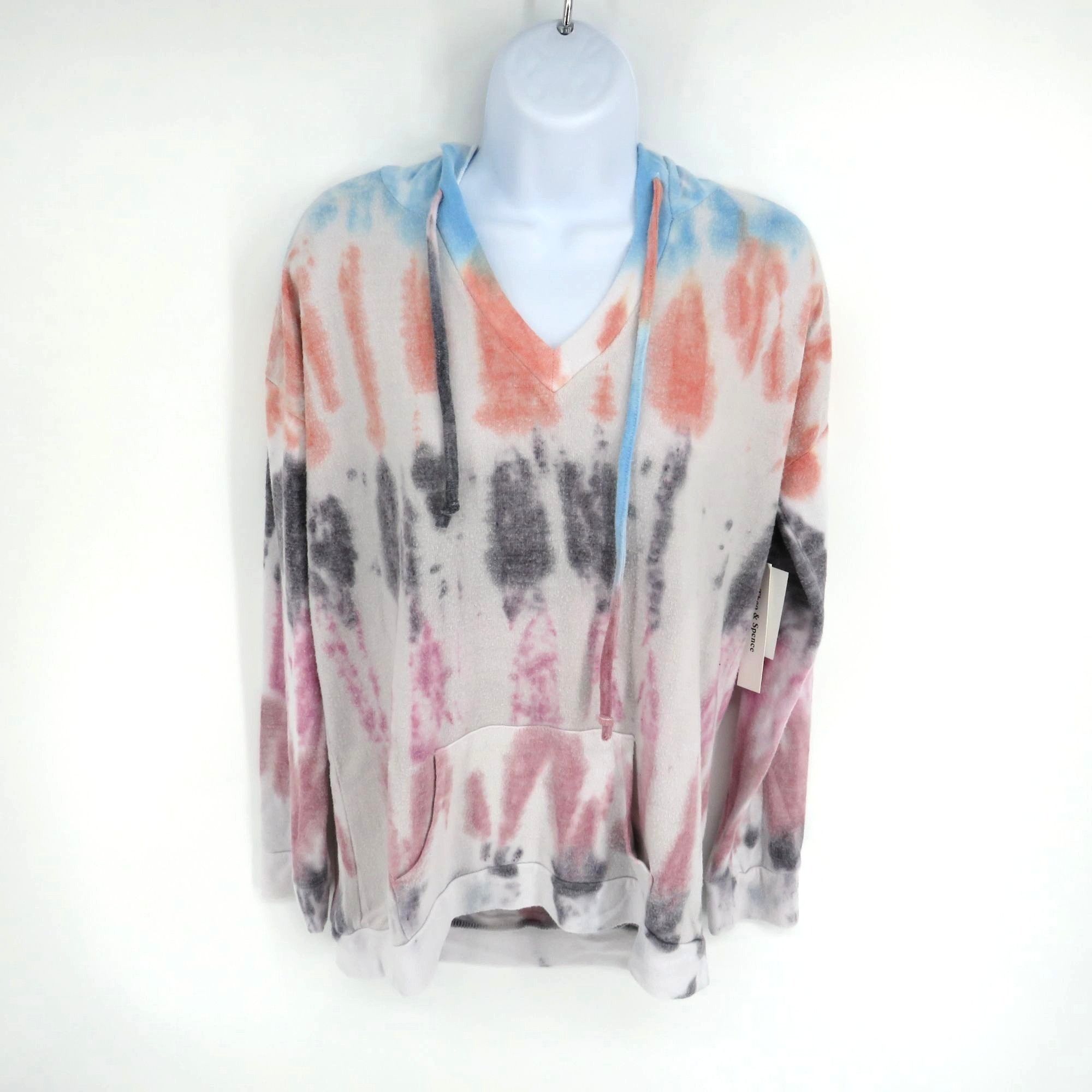 Other Theo & Spence Tie-Dye Hooded Top V-Neck Kangaroo Pocket Medi Size M / US 6-8 / IT 42-44 - 1 Thumbnail