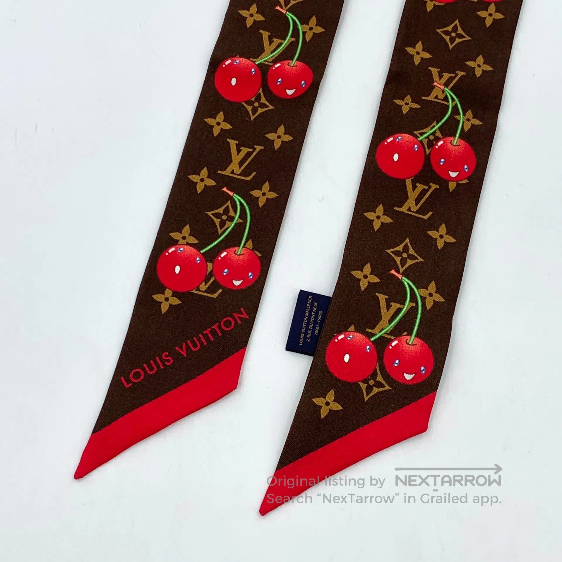 Louis Vuitton Louis Vuitton Dark Brown Logo Monogram Printed Silk Scarf| Size ONE SIZE - 5 Thumbnail