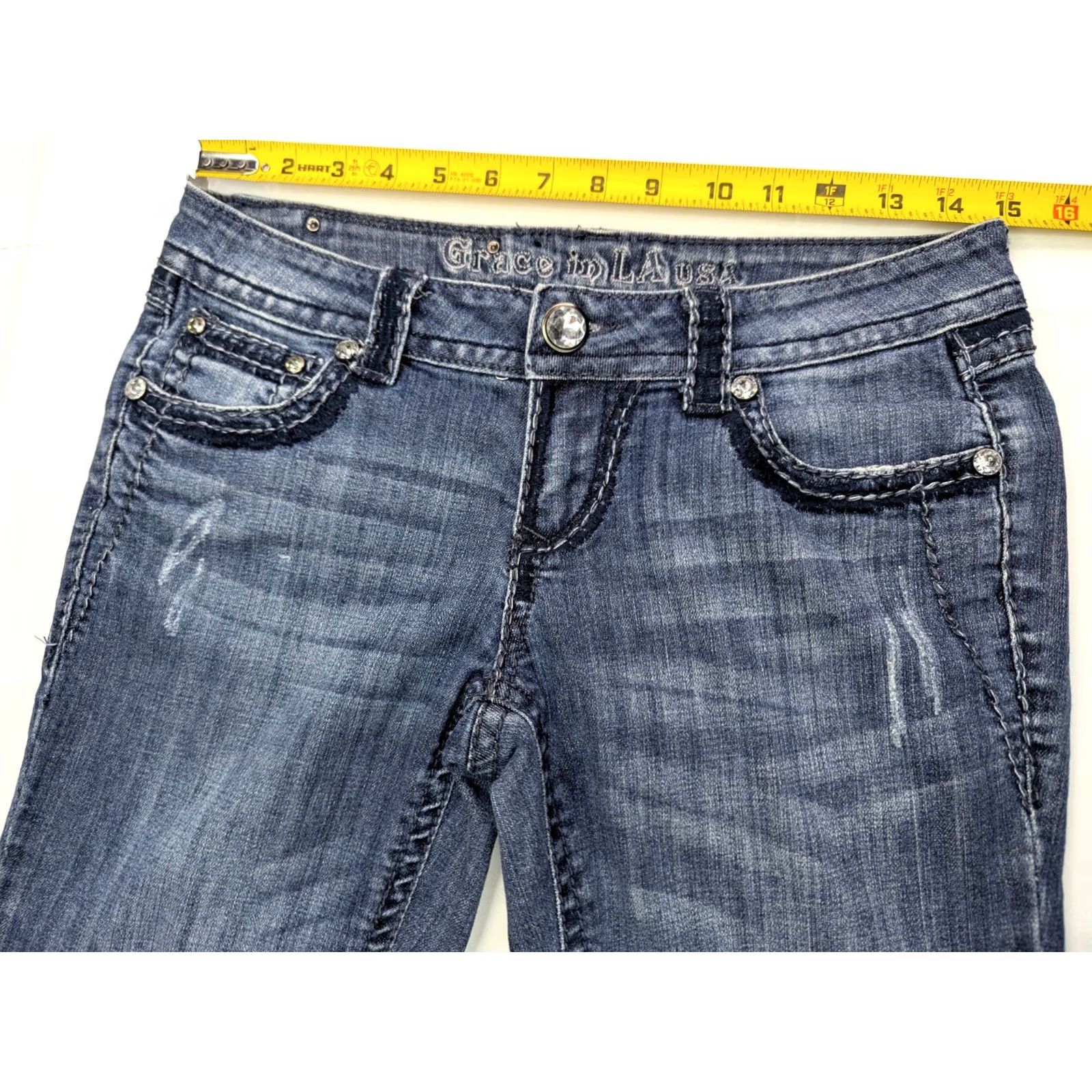 Grace in LA Grace In LA Jeans Bootcut Women's 30x33 Blue Distressed Denim 5-Pocket Regular XS? Size 30" / US 8 / IT 44 - 5 Thumbnail