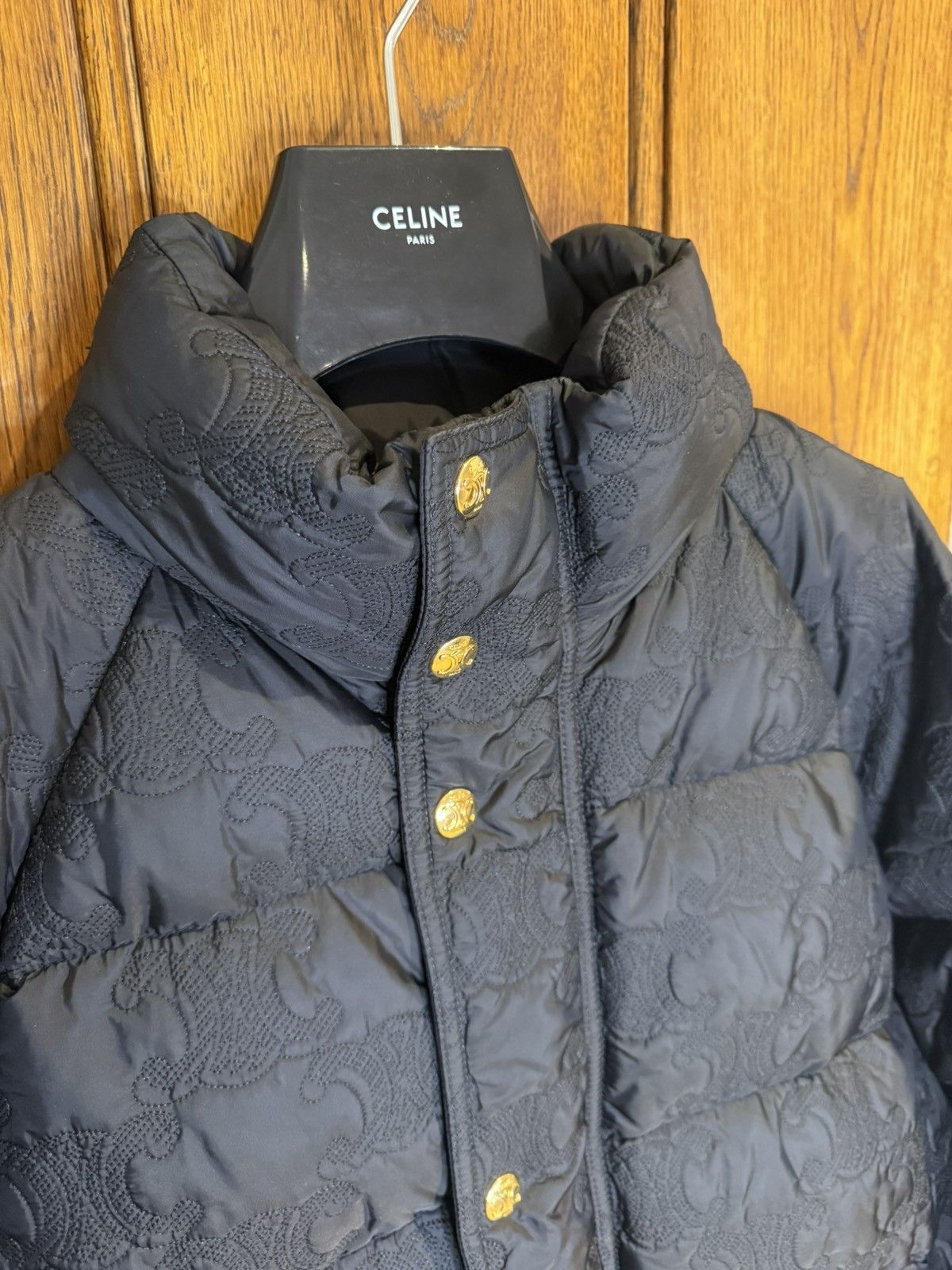 Celine $5k Celine Long Triomphe black logo coat jacket Hedi Slimane Size US M / EU 48-50 / 2 - 16 Thumbnail