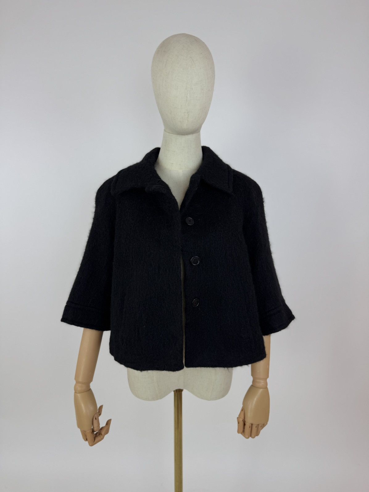 LK Bennett LK BENNETT Cropped Evening Jacket Black Wool Mohair&Alpaca Size S / US 4 / IT 40 - 2 Thumbnail