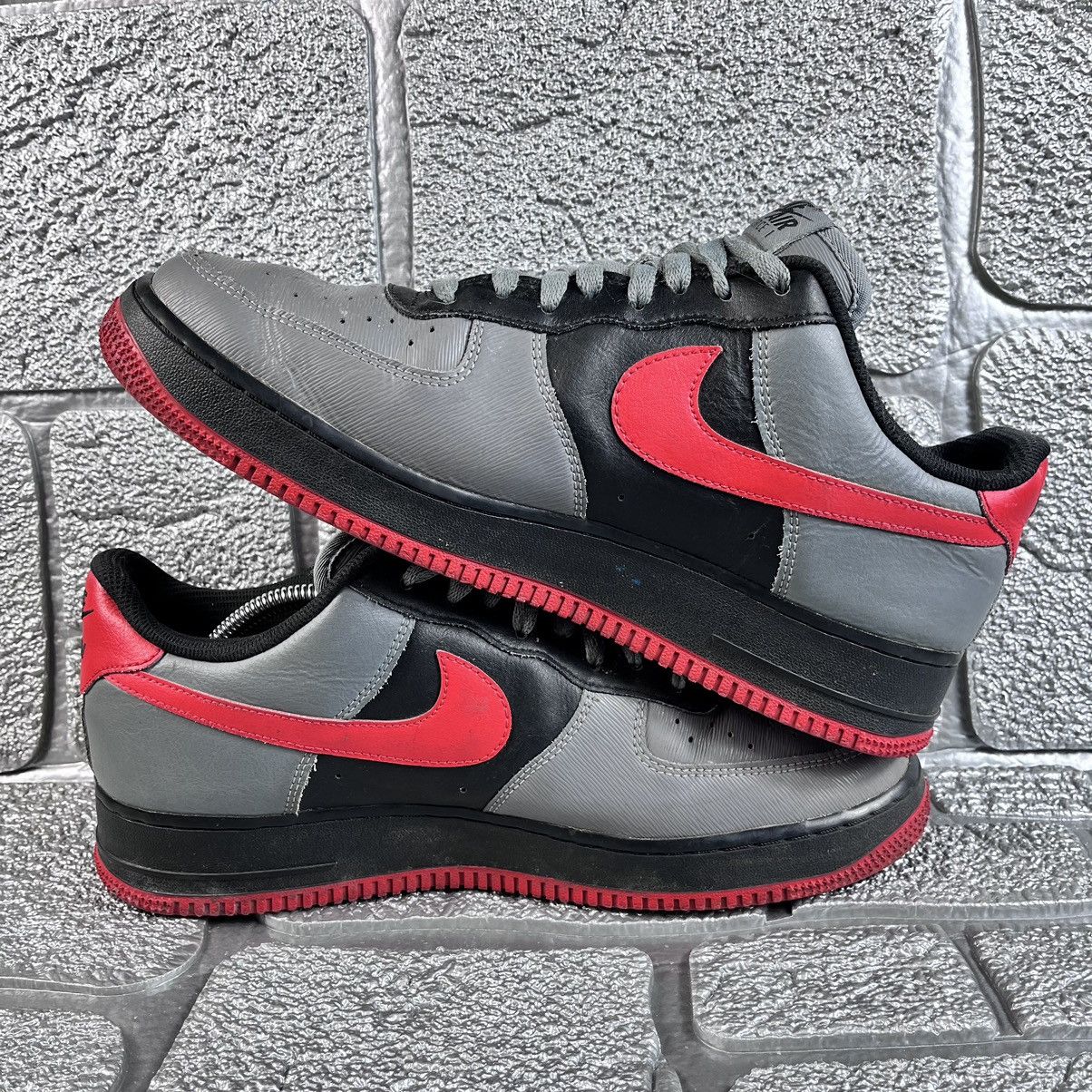 Japanese Brand × Nike Nike Air Force 1 Leather Sneakers Grey/Black/Red Sz 45 US 11 Size US 11 / EU 44 - 4 Thumbnail