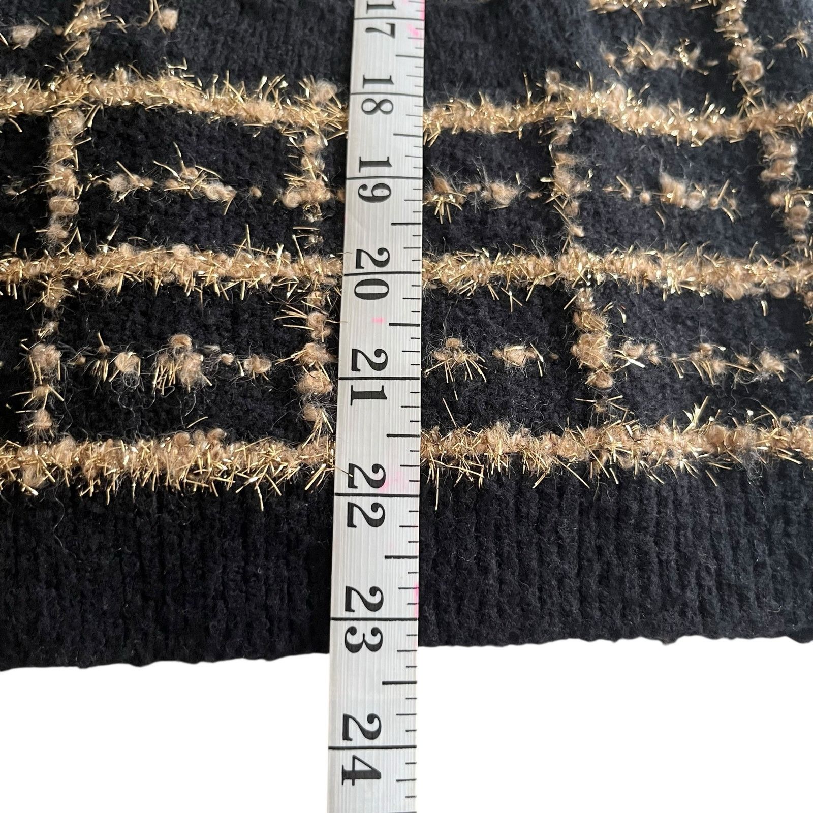 Other Talbots Bouclé Plaid Cardigan Black & Gold Sweater Jacket Size L / US 10 / IT 46 - 8 Thumbnail