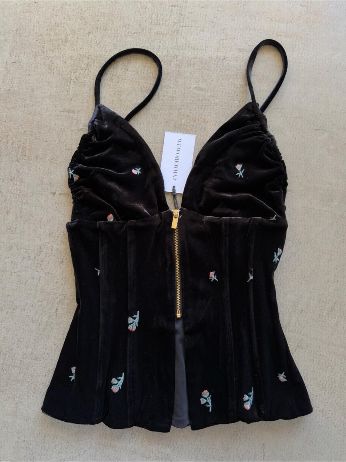 Other WeWoreWhat / Embroidered Velvet Peplum Corset / Black Size S / US 4 / IT 40 - 11 Thumbnail