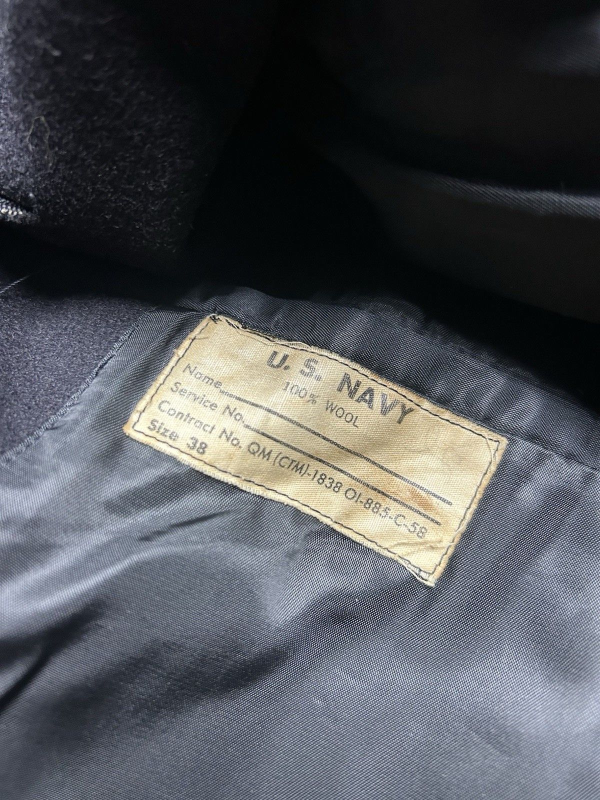 Vintage Vtg 1940s US Navy wool pea coat USN WW2 deck jacket 38 S/M Size US S / EU 44-46 / 1 - 7 Thumbnail