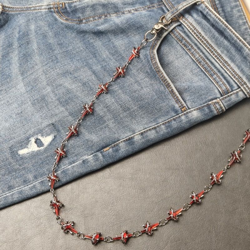 Vintage Punk Crimson Red Cross Keychain Size ONE SIZE - 5 Thumbnail