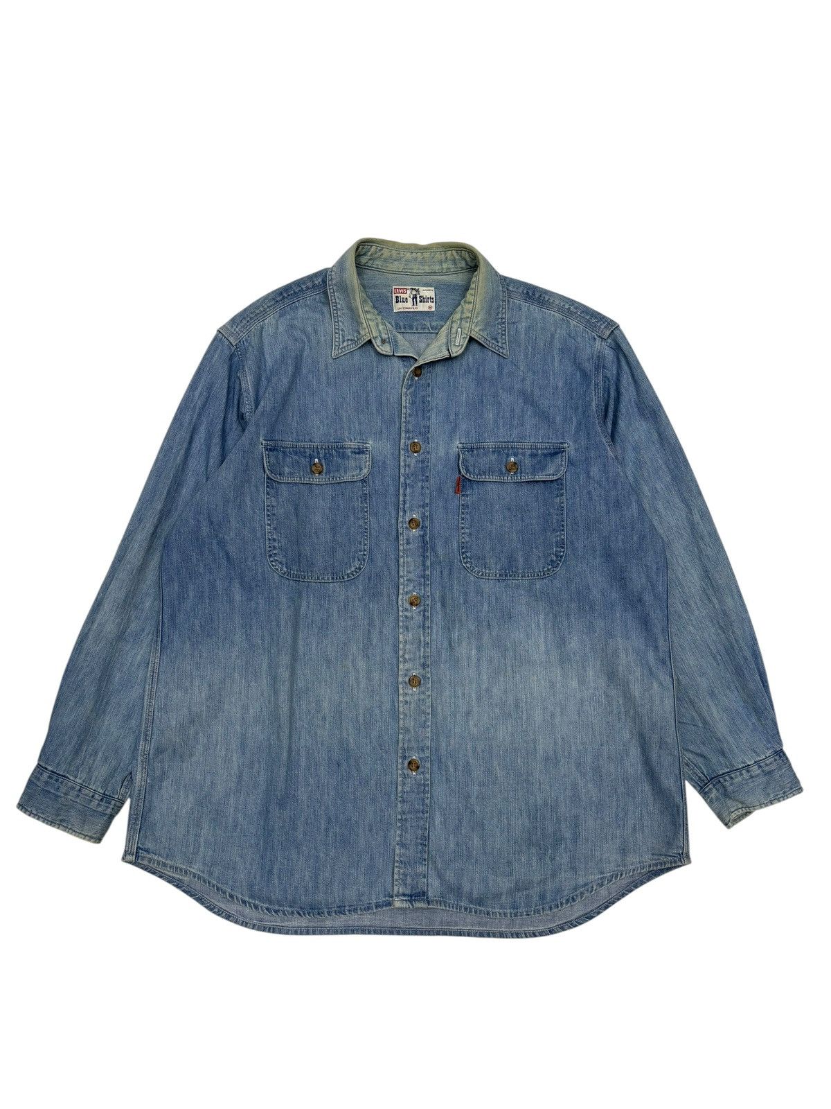 Vintage LEVIS BLUE SHIRT Denim Shirt Orange Tab