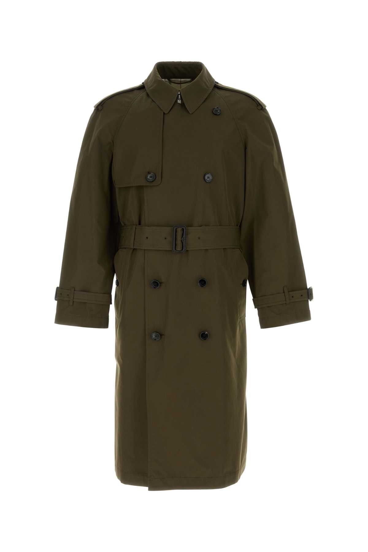 Burberry Olive Green Cotton Trench Coat Size US L / EU 52-54 / 3 - 1 Thumbnail