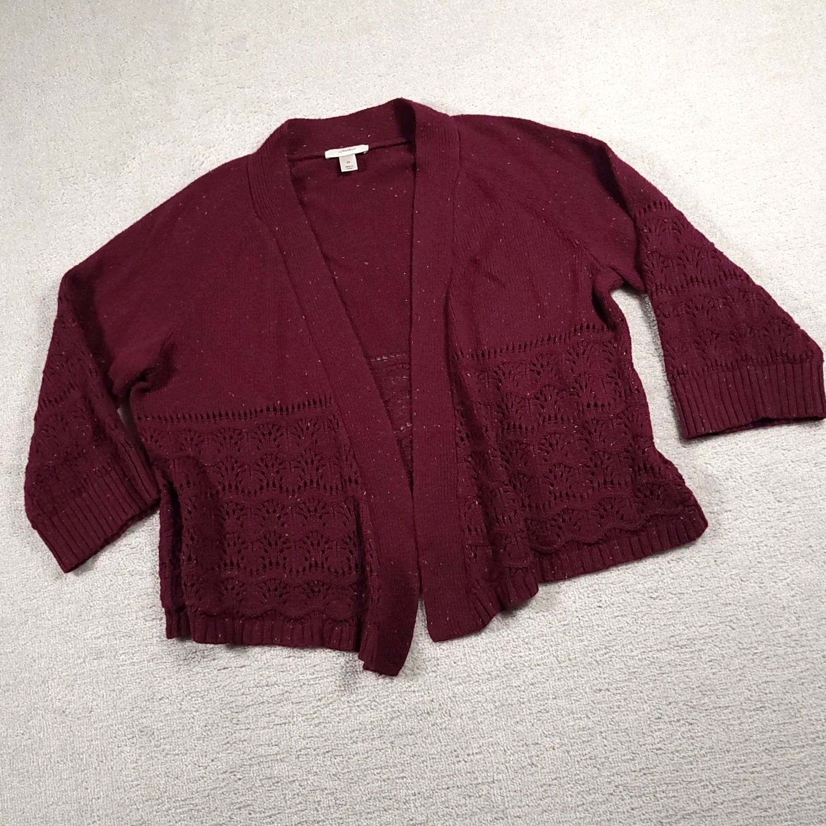 Vintage CJ Banks Cardigan Sweater Womens 2X Plus Red Open Front Open Knit Heavyweight All Seasons Fall Winter Spring Ladies Mens Womens Size XXL / US 16-18 / IT 52-54 - 2 Thumbnail