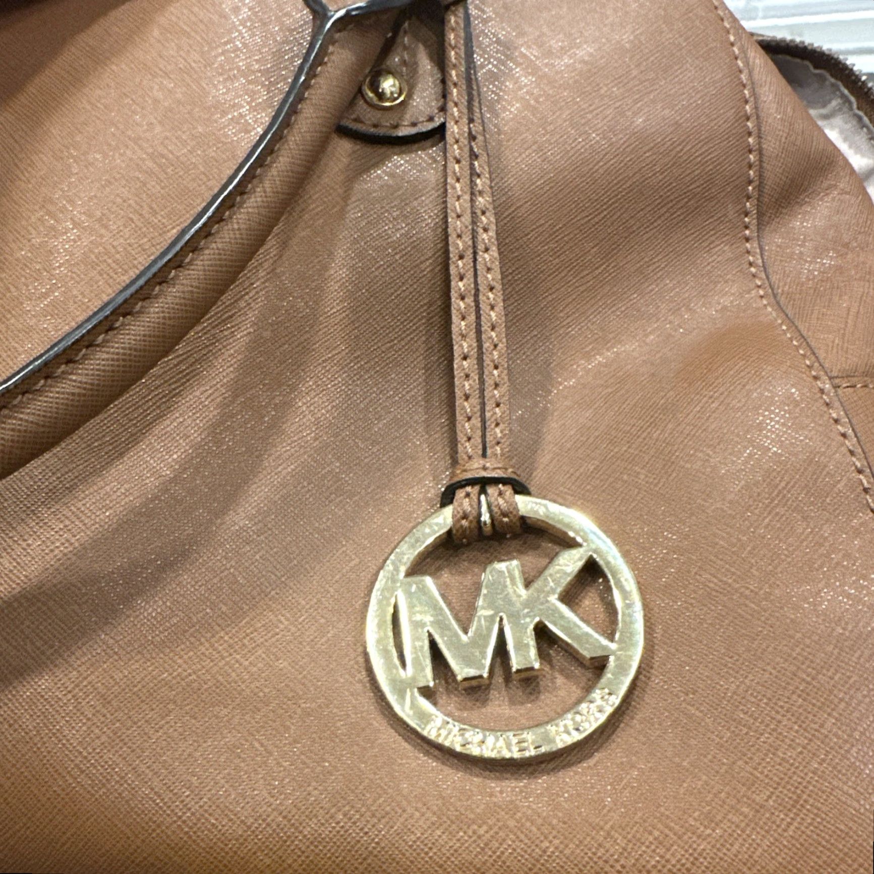 Vintage MICHAEL KORS Satchel Bag Dome Top Handle Leather Tan Gold Hardware Women’s Handbag, - Size Not Specified Size ONE SIZE - 3 Thumbnail