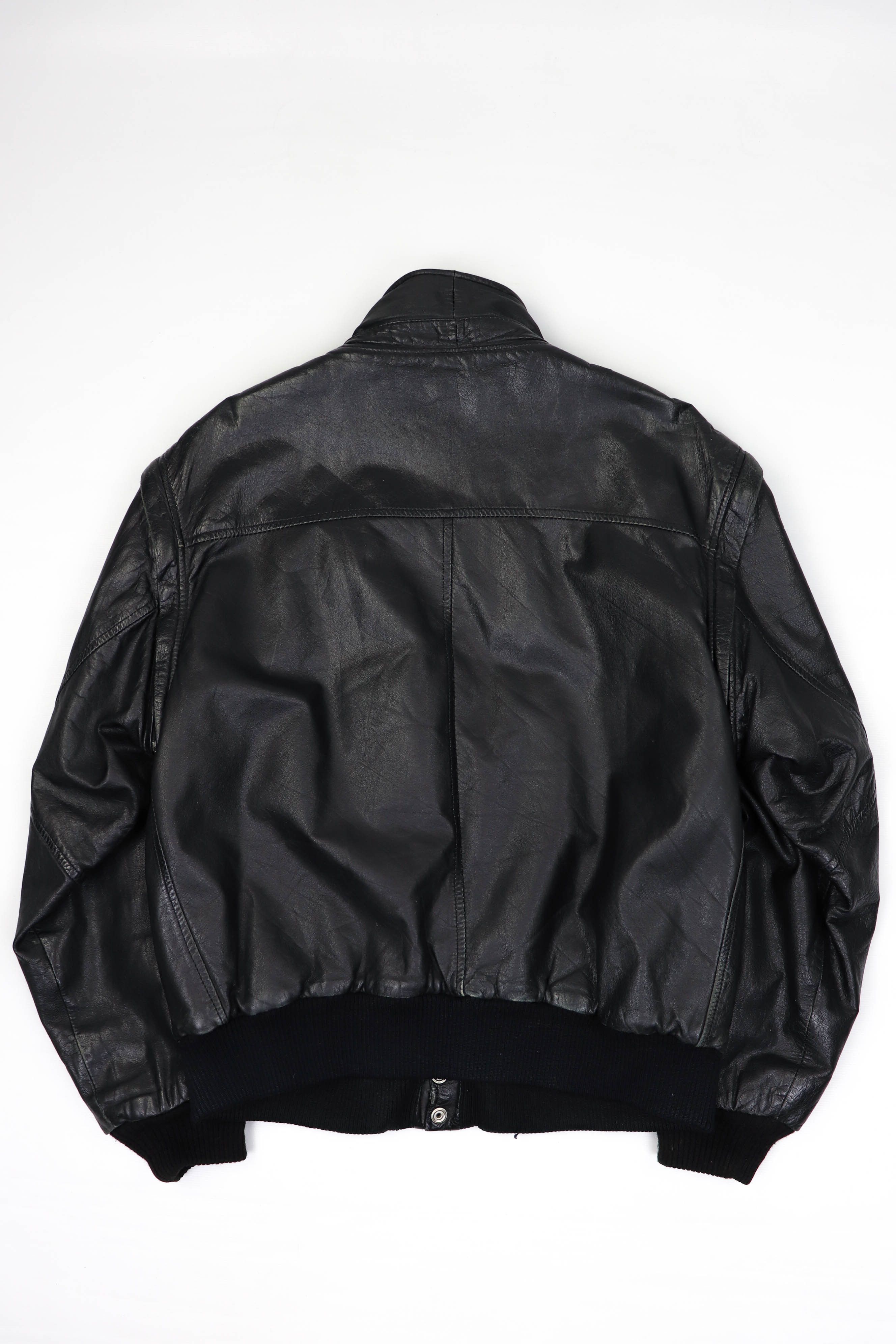 Vintage 90s Vintage Gatto Design Black Leather Bomber Jacket / Vest Size US M / EU 48-50 / 2 - 2 Thumbnail