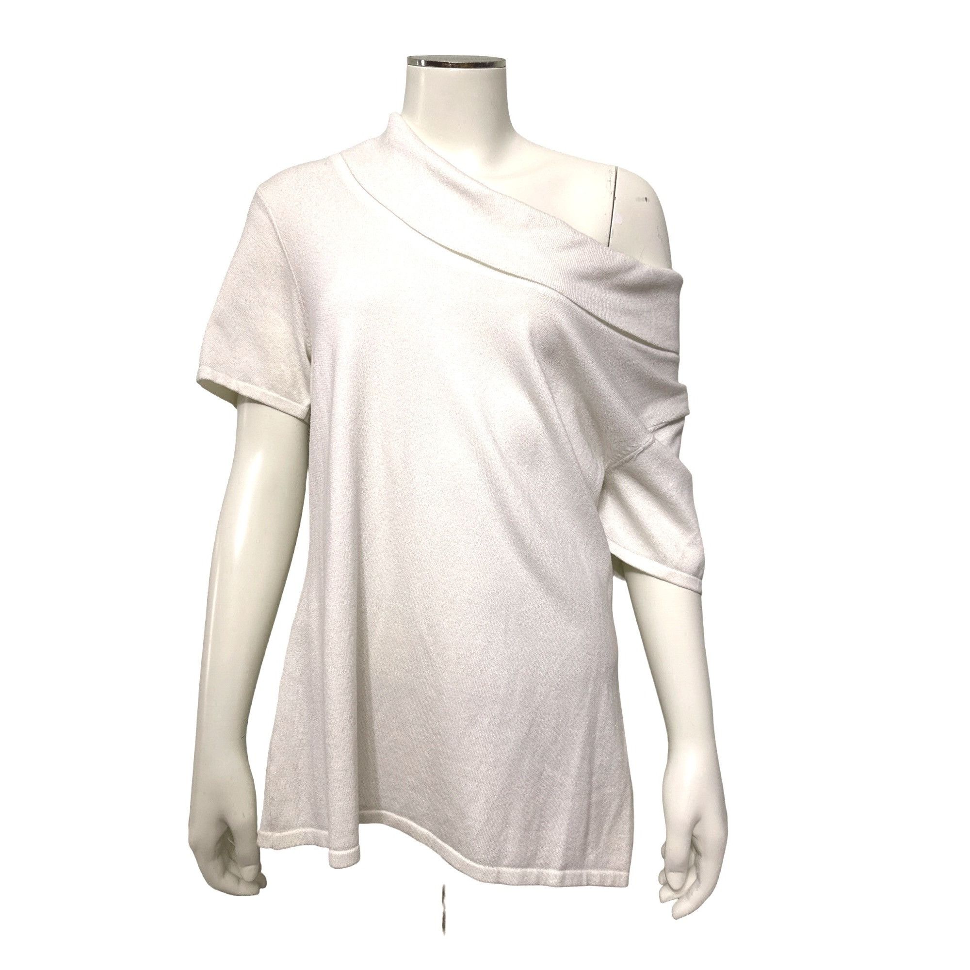 Other Alex Marie Off Shoulder Knit Top Size Large White Stretch Fa Size L / US 10 / IT 46 - 10 Thumbnail