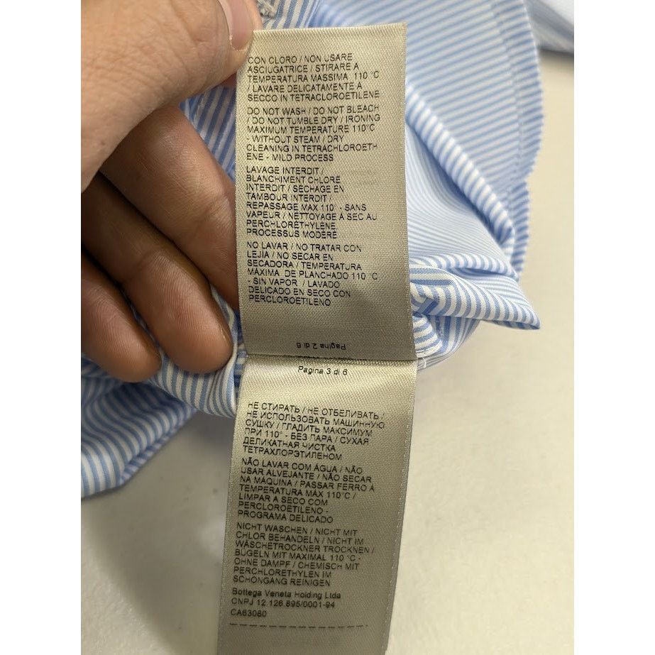 Bottega Veneta o1rshd1 Cotton Striped Shirt in White/Blue Size US M / EU 48-50 / 2 - 18 Thumbnail