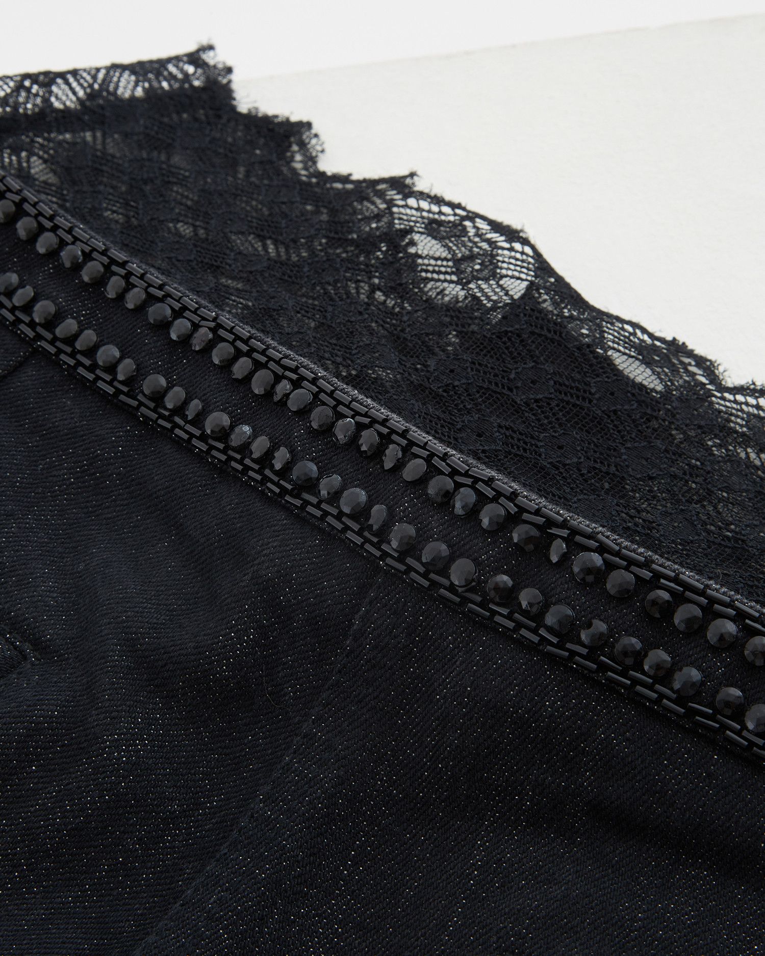 Chanel × Karl Lagerfeld S/S 2004 blue embellished metallic gun & lace denim pants Size 28" / US 6 / IT 42 - 10 Thumbnail