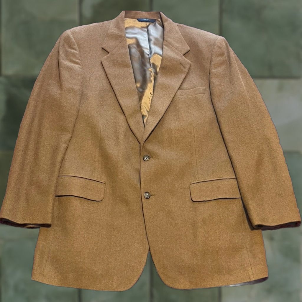 Brooks Brothers VINTAGE Brooks Brothers Suit Jacket Blazer 44 Long Camelhair Brown Union Made Men 2 Piece Long Regular Mens Blazer 44 Brown Camelhair Size 44R - 1 Thumbnail