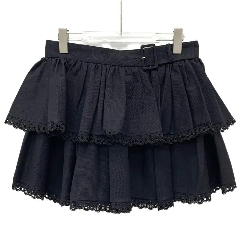 Alexander McQueen Alexander McQueen Black Cotton Ruffled Skirt 0089 Size 26" / US 2 / IT 38 - 1 Thumbnail