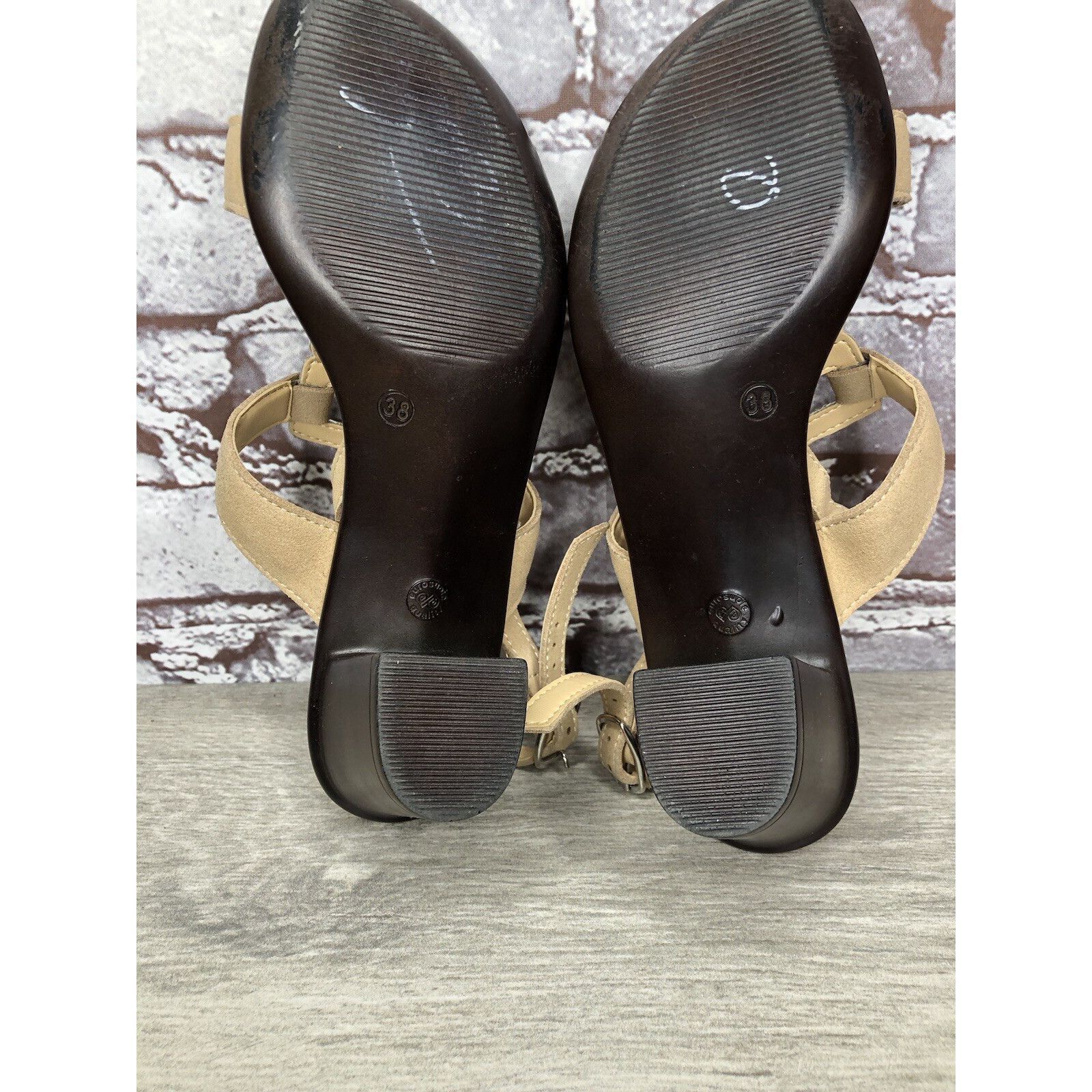 Other Mercante Di Fiori Tan Leather Ankle Strap Heel Sandals Women Size US 7.5 / IT 37.5 - 8 Thumbnail