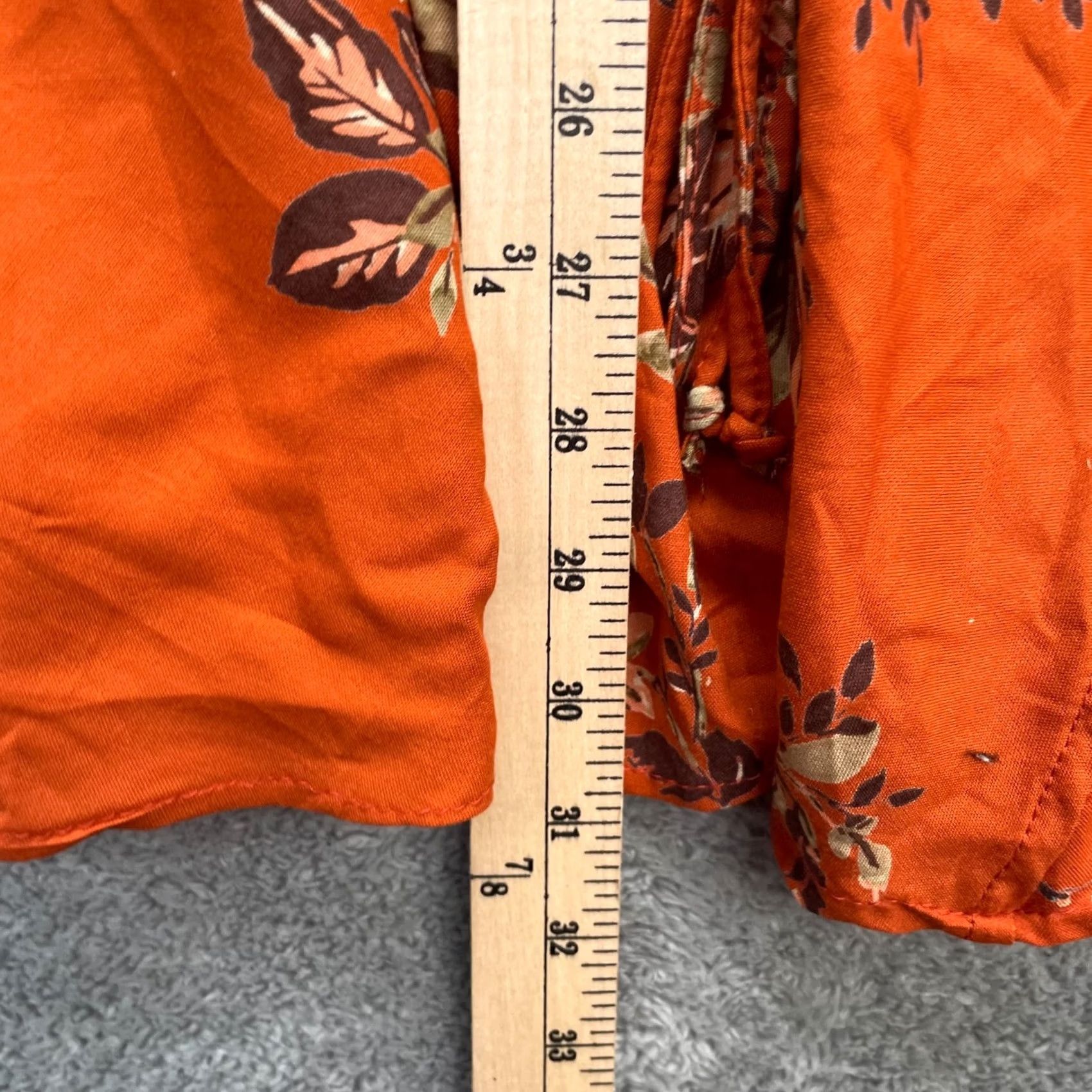 Vintage Back In The Saddle Shirt Womens 1X Orange Floral Hawaiian Button Up Pocket Shirts Size XL / US 12-14 / IT 48-50 - 7 Thumbnail