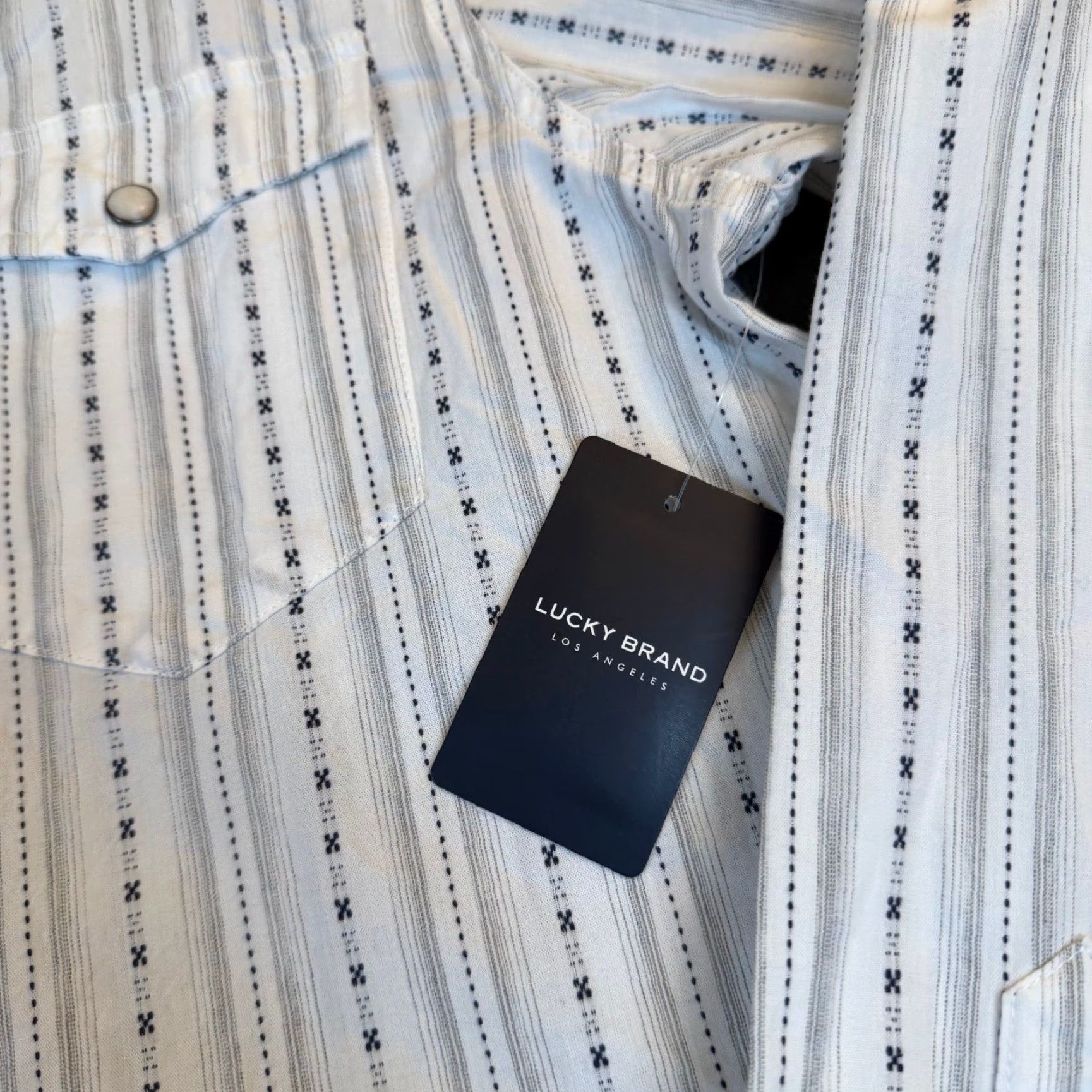 Lucky Brand Lucky Brand White Striped Western Snap Front Long Sleeve Shirt Mens M Size US M / EU 48-50 / 2 - 4 Thumbnail