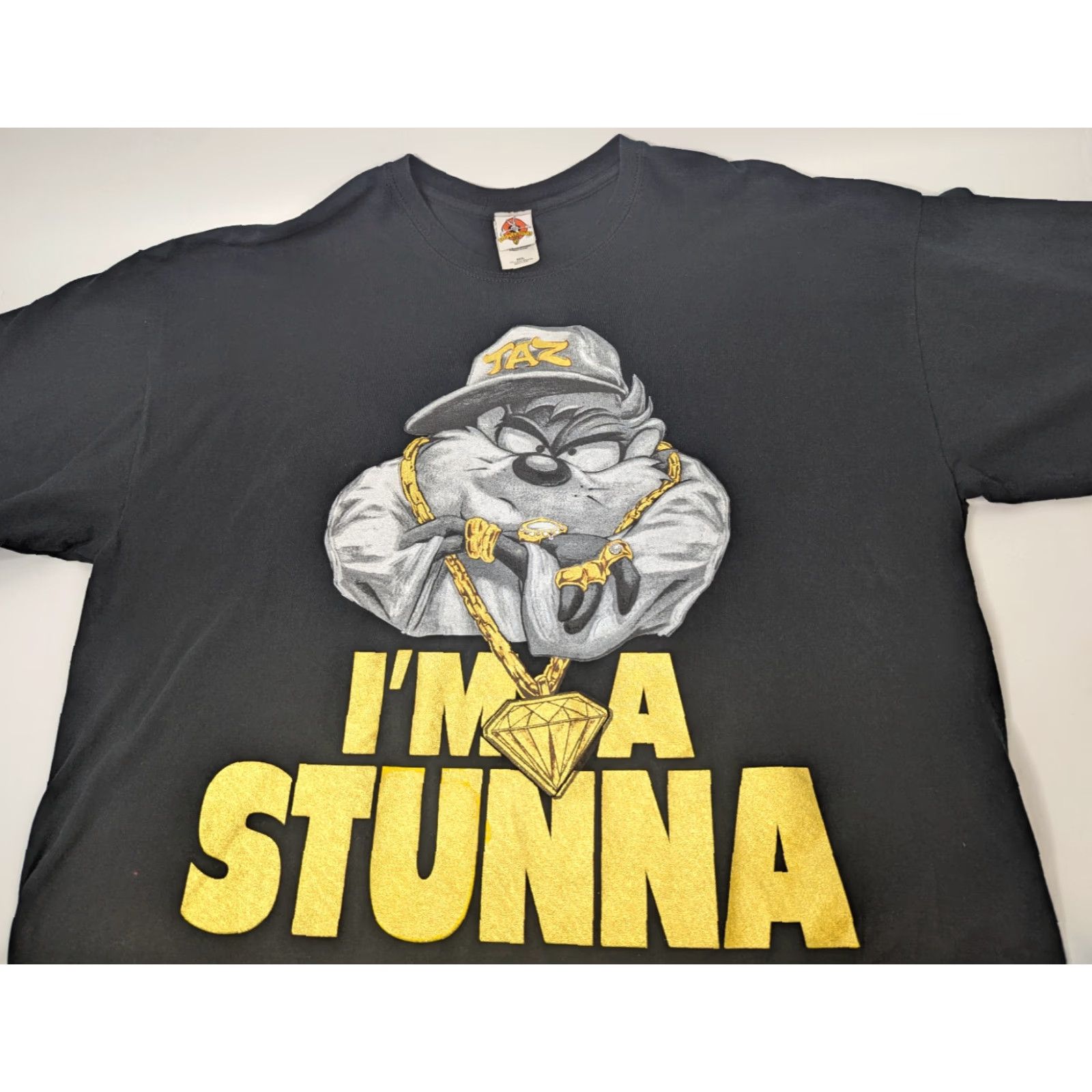 Vintage VINTAGE Looney Tunes Taz I'm A Stunna Shirt Sz 3XL Black Crew Neck Short Sleeve Men Graphic Print Logo Cartoon Hip Hop 2000s Tasman ia? Size US XXL / EU 58 / 5 - 2 Thumbnail