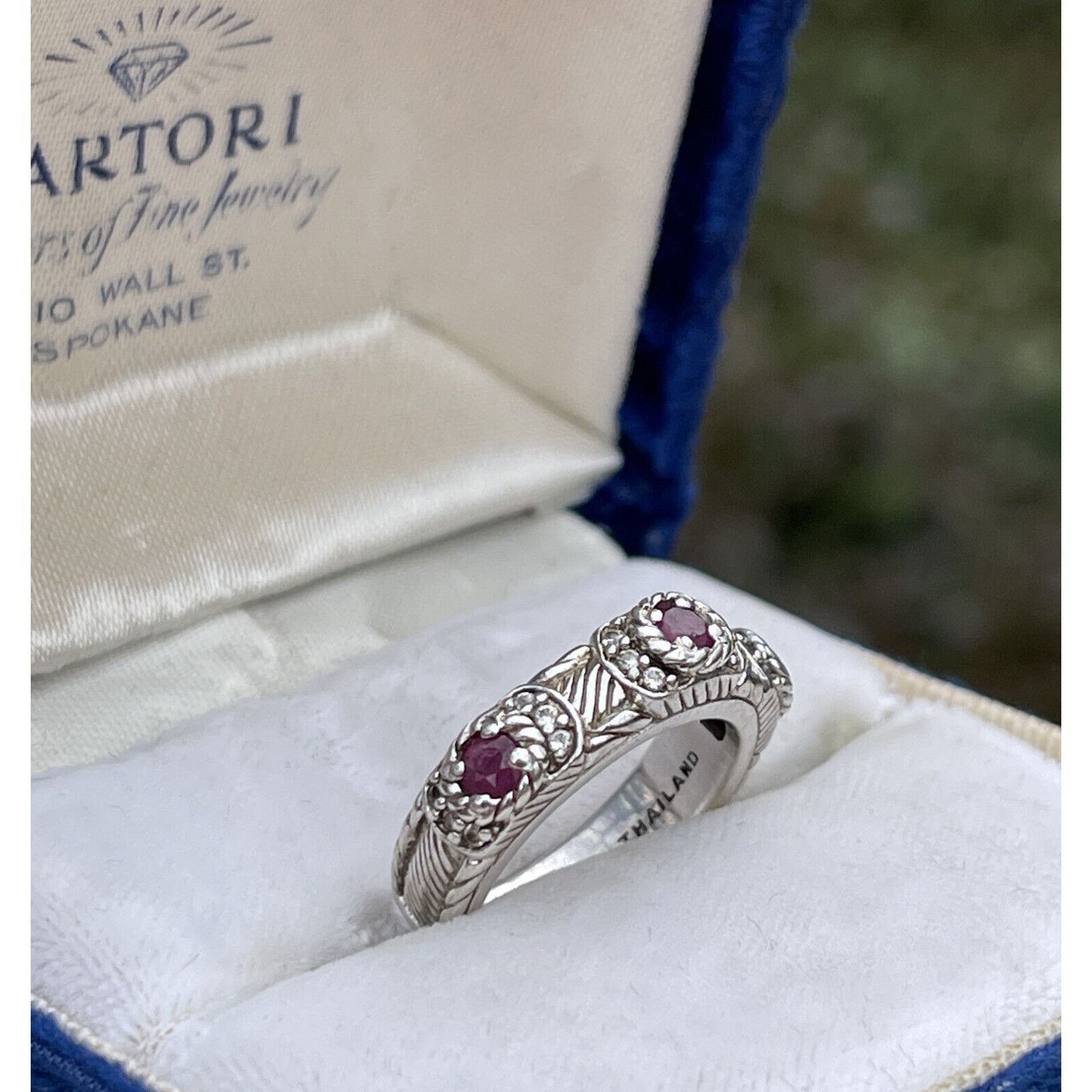 Vintage Judith Ripka Ruby Ring Estate Sterling Silver CZ Size 5 Size ONE SIZE - 3 Thumbnail