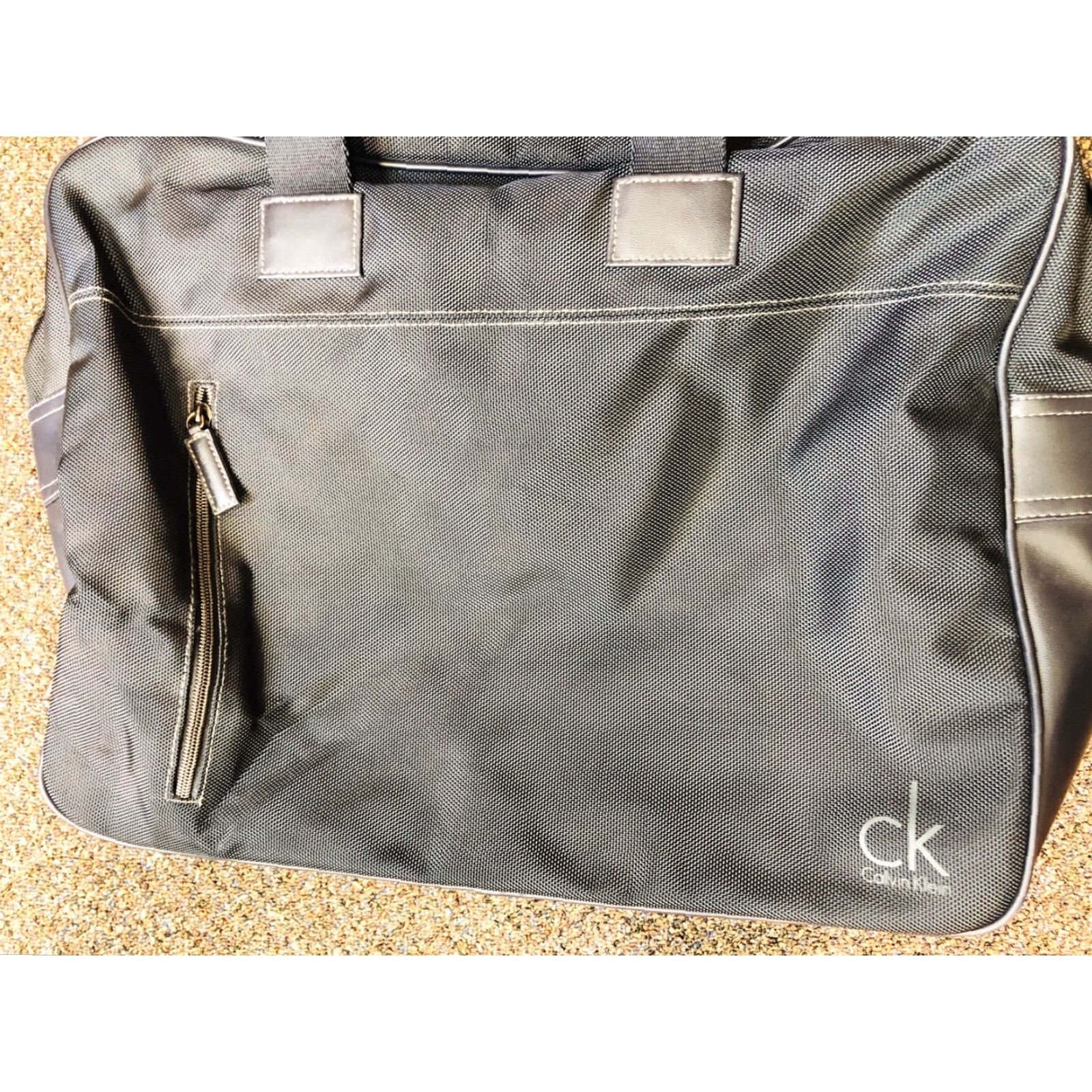 Calvin Klein VINTAGE Calvin Klein Duffle Bag MEN Large Navy blue Cotton Nylon Cotton Gym Bag BLACK Grey TT20 Size ONE SIZE - 2 Thumbnail